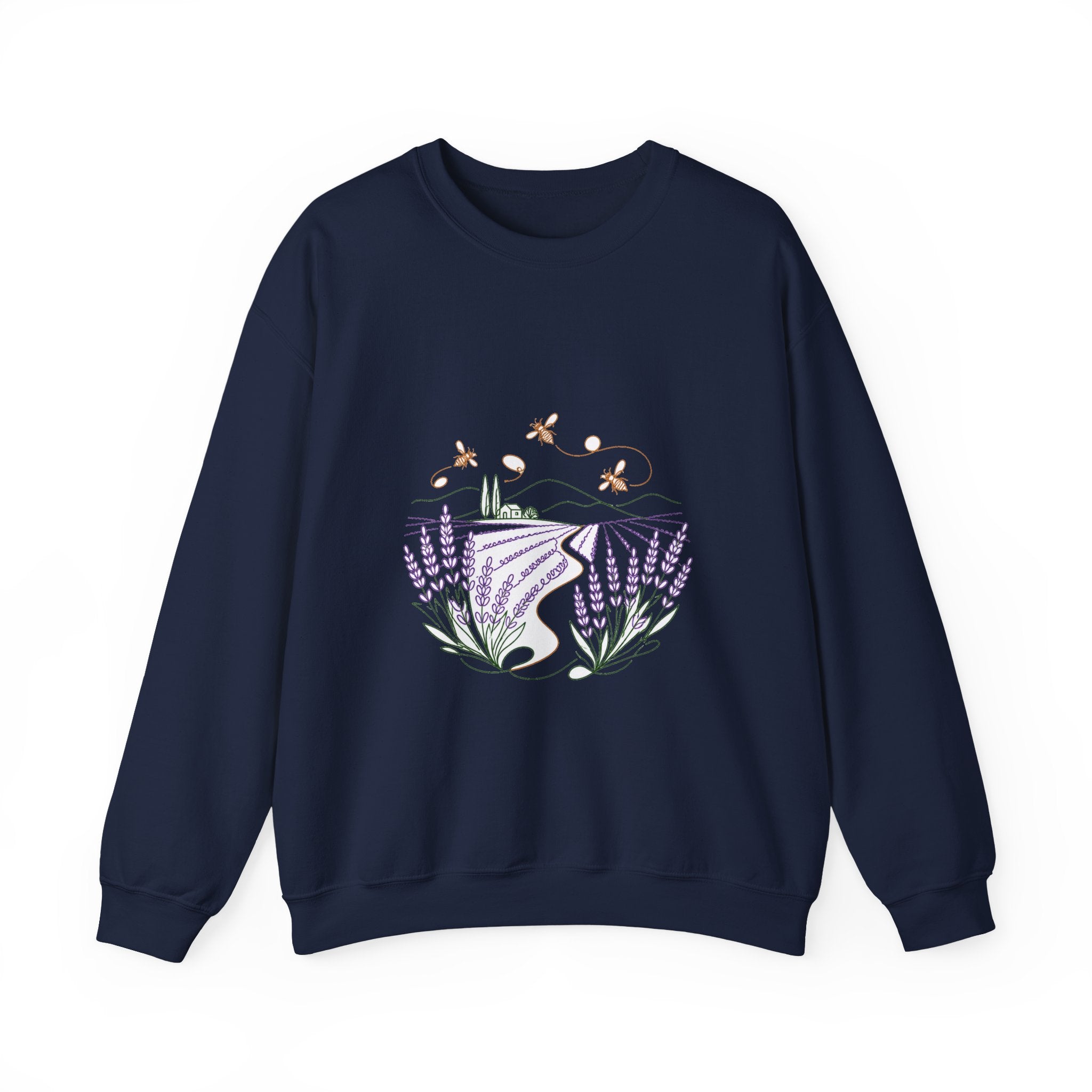Matching Couple Sweatshirt - Lavender Fields & Canyon Matching Couple Premium Fleece Sweatshirt Minimalist Art His Hers Christmas Gift - Design A