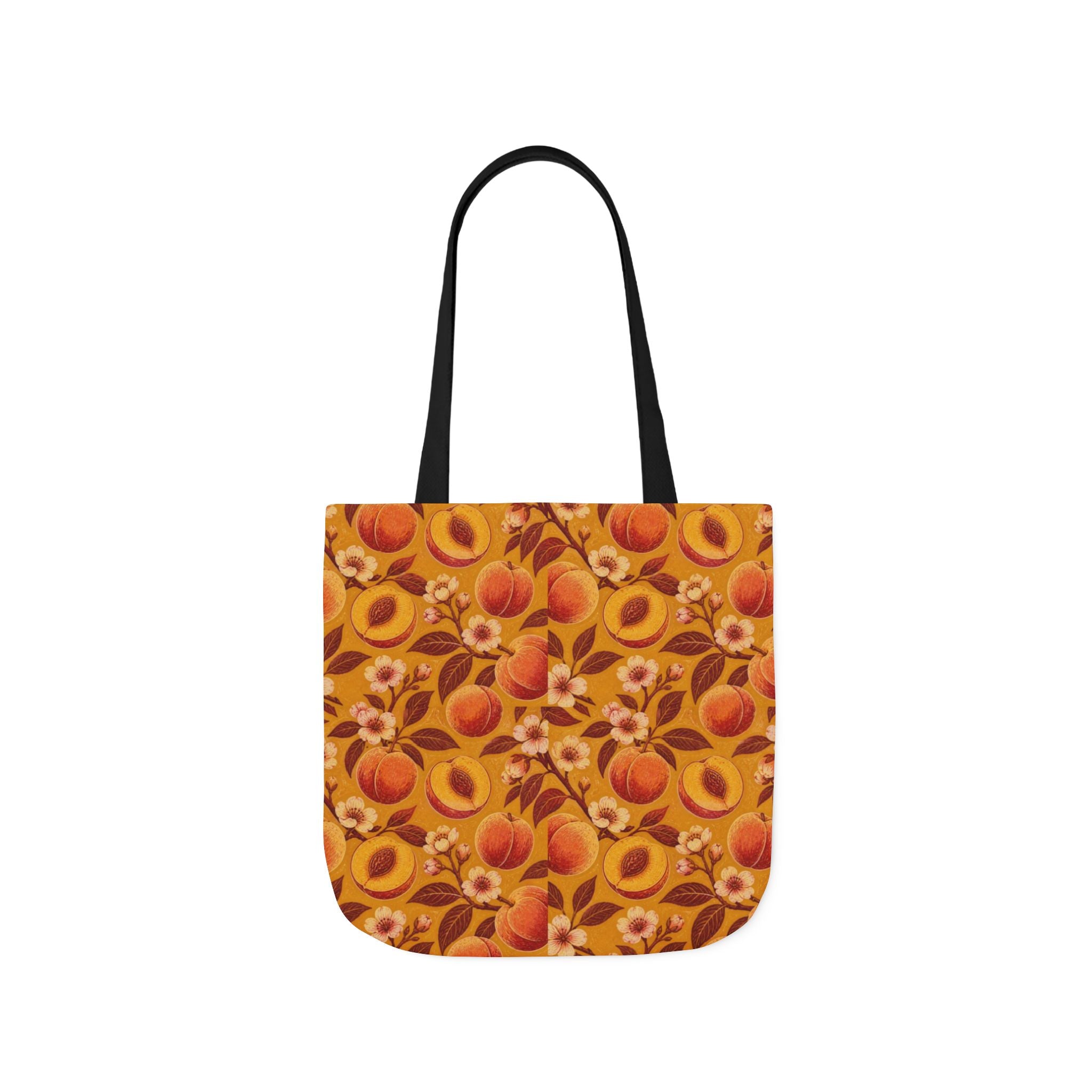 Ripe Peaches Canvas Tote Bag Mediterranean Kitchen Linocut Design Italian Cottagecore Gift