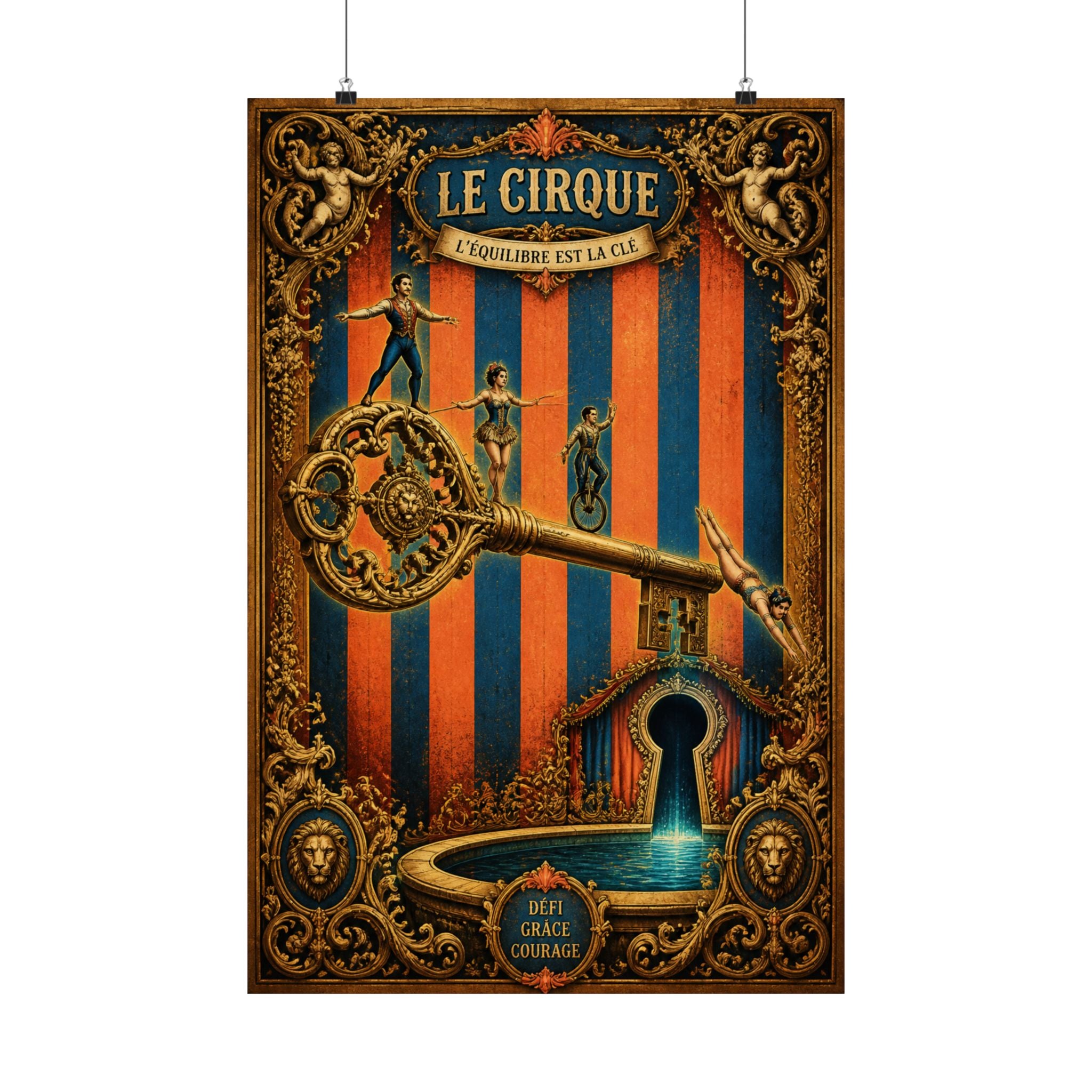 Giant Key Performance Wall Art Poster 18×24 Baroque Home Office Decor Maximalist Print