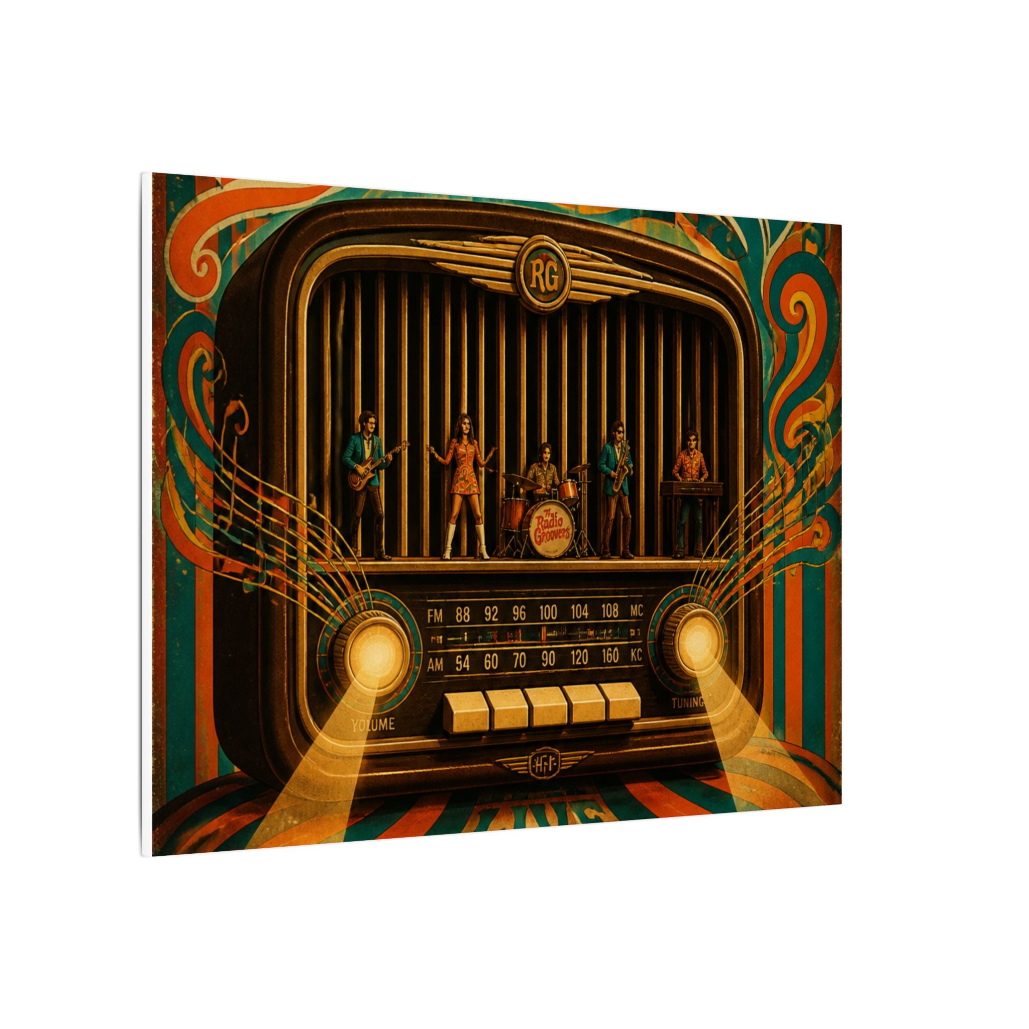 Vintage Radio Stage Wall Art Canvas 24×36 Psychedelic Dining Room Decor Maximalist Print