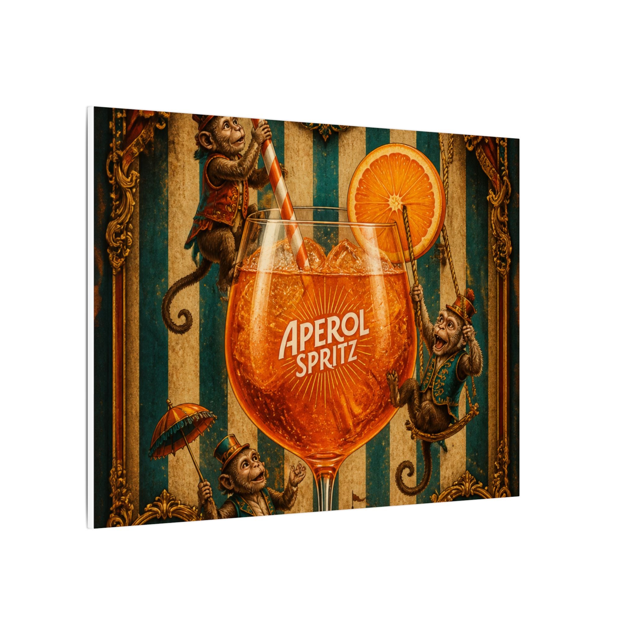 Aperol Spritz Monkeys Wall Art Canvas 16×20 Baroque Home Office Decor Maximalist Print