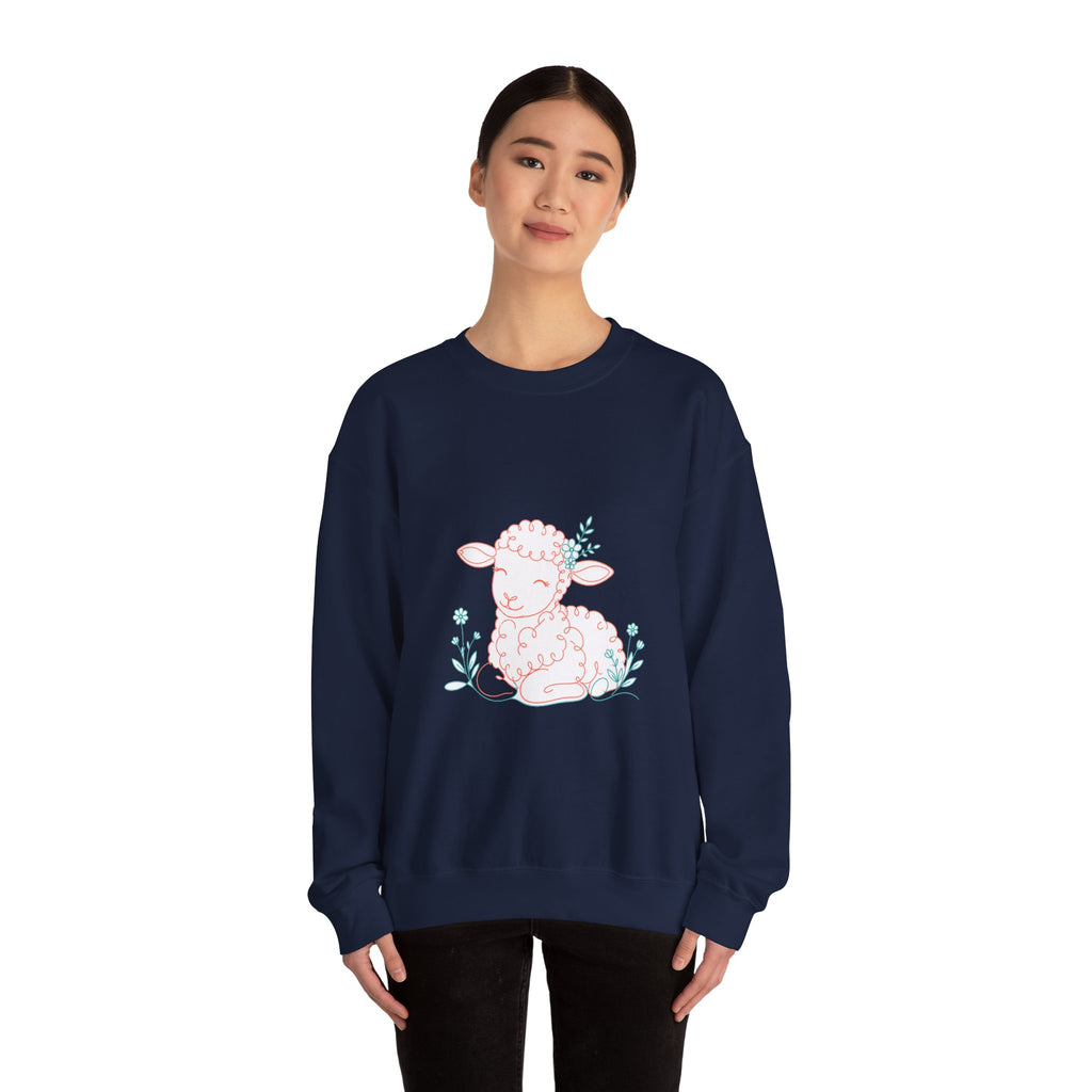 Matching Couple Sweatshirt - Lion & Lamb Matching Couple Premium Fleece Sweatshirt Minimalist Art His Hers Christmas Gift - Design B