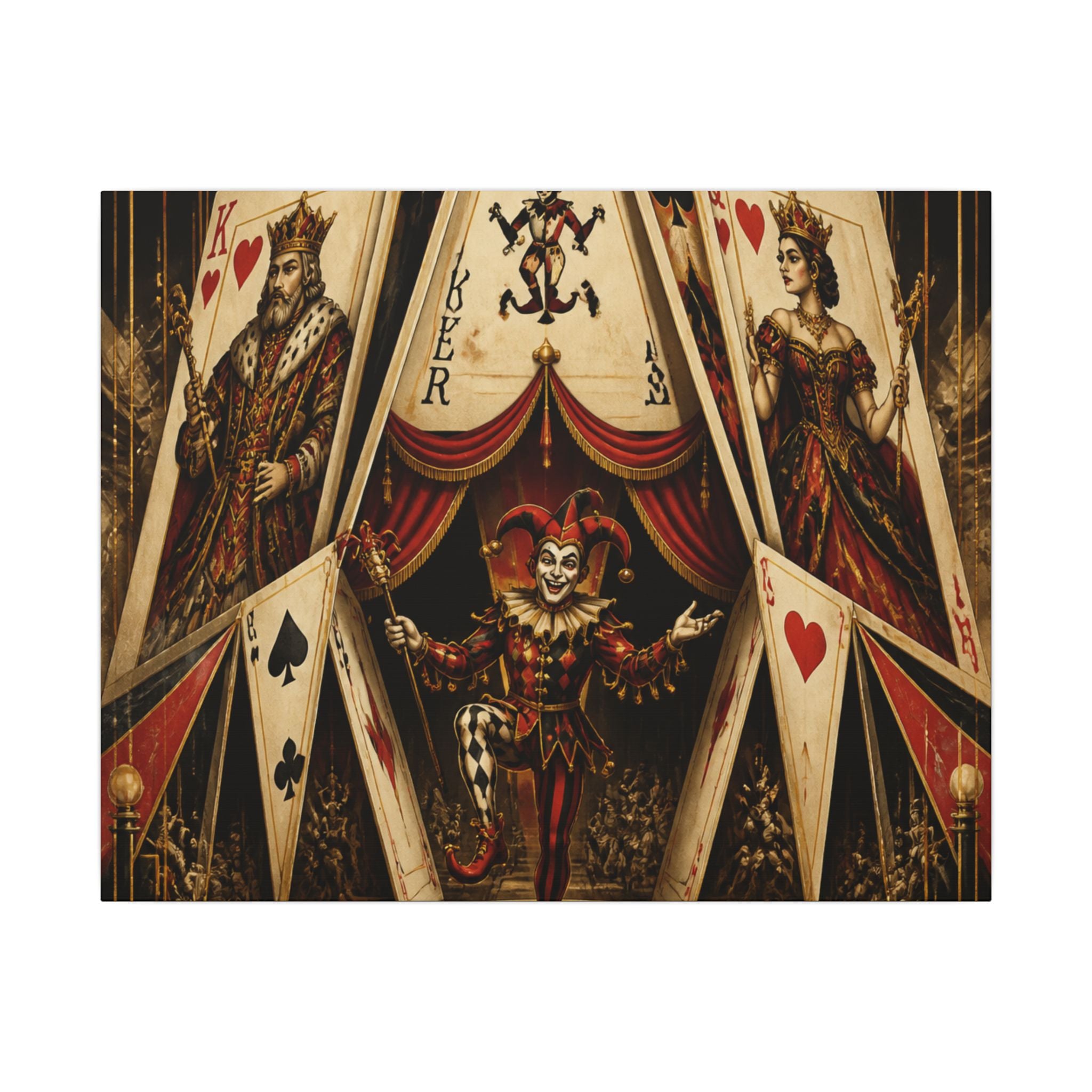 Playing Cards Tent Wall Art Canvas 24×36 Art Deco Bar Area Decor Maximalist Print