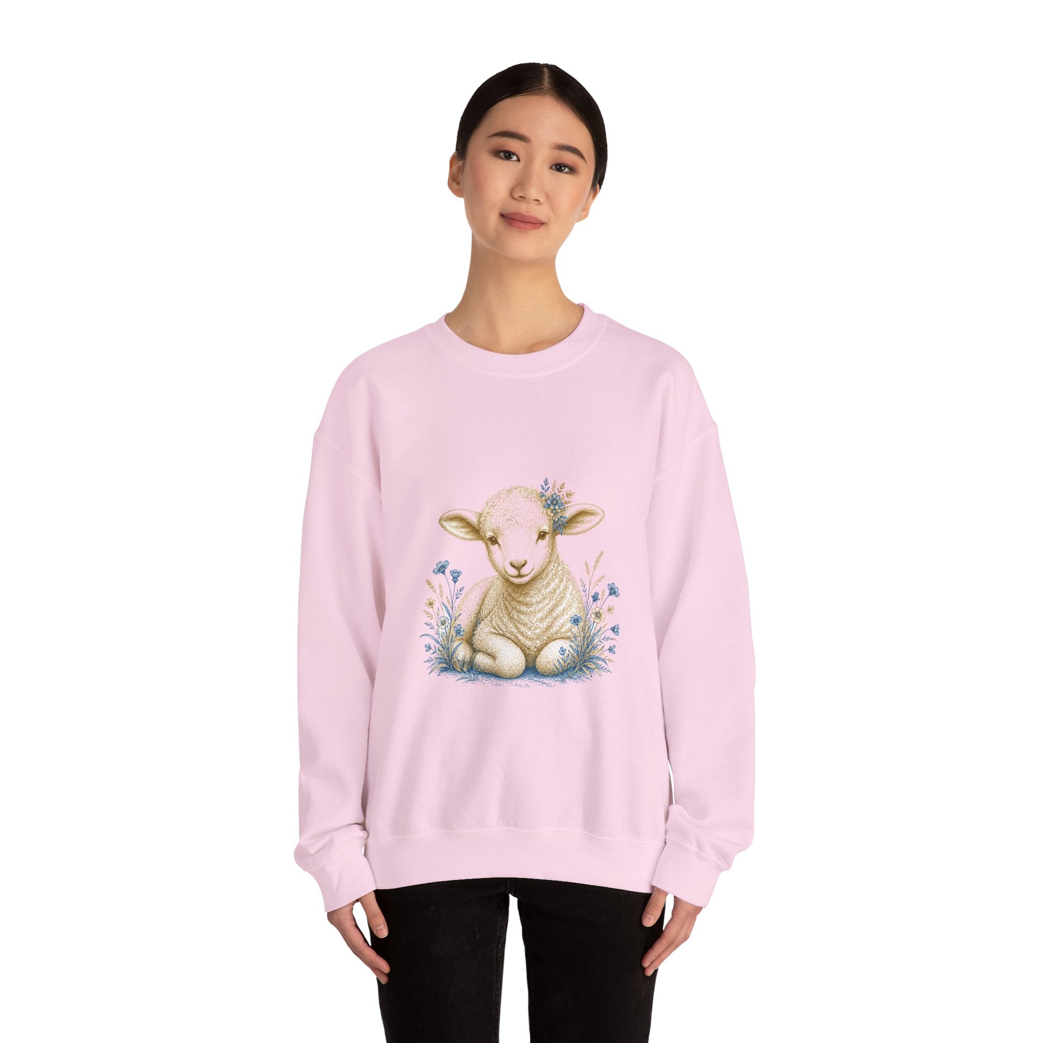 Matching Couple Sweatshirt - Lion & Lamb Matching Couple Premium Fleece Sweatshirt Vintage Art His Hers Honeymoon Gift - Design B
