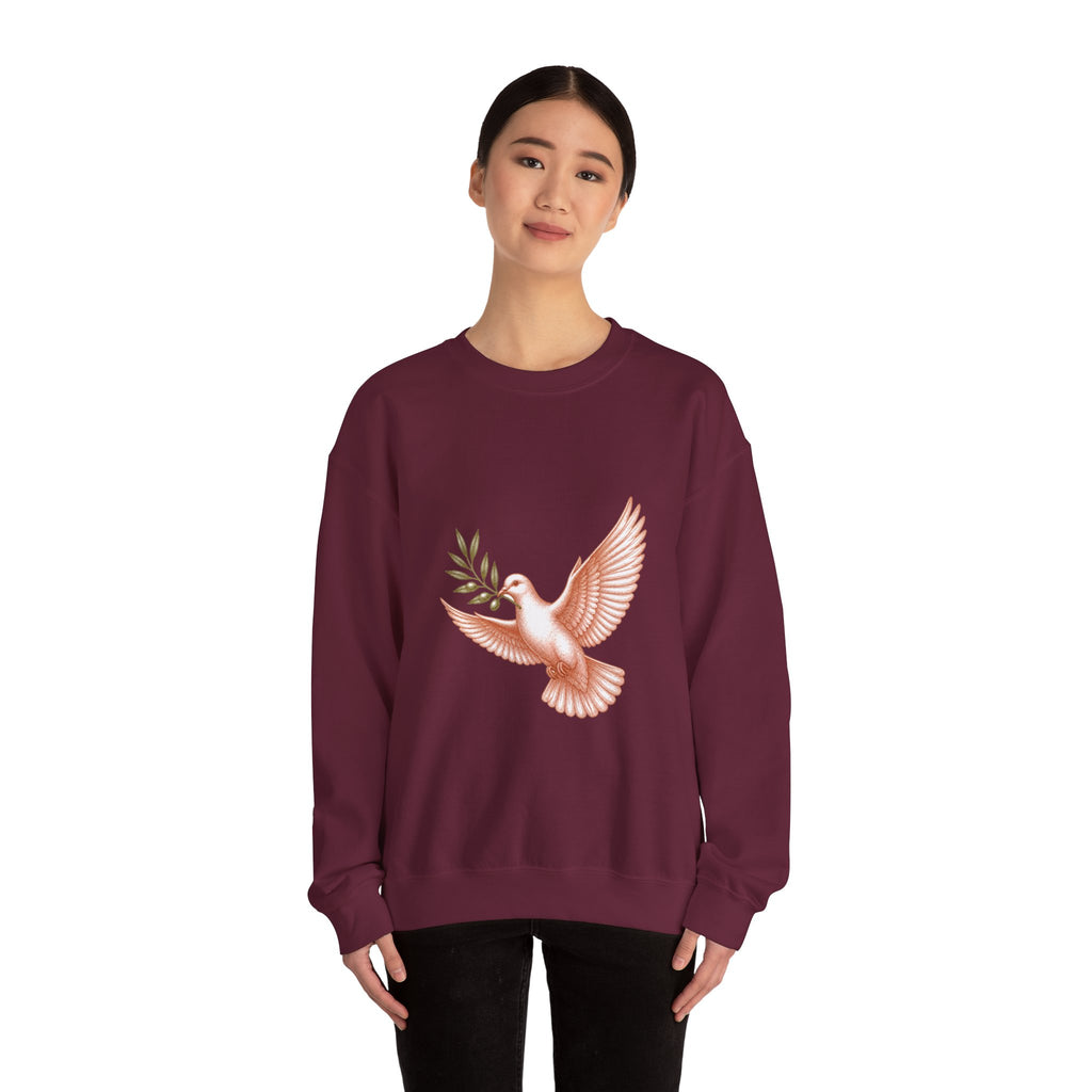 Matching Couple Sweatshirt - Wolf & Dove Matching Couple Crewneck Sweatshirt Vintage Art His Hers Wedding Gift - Design B