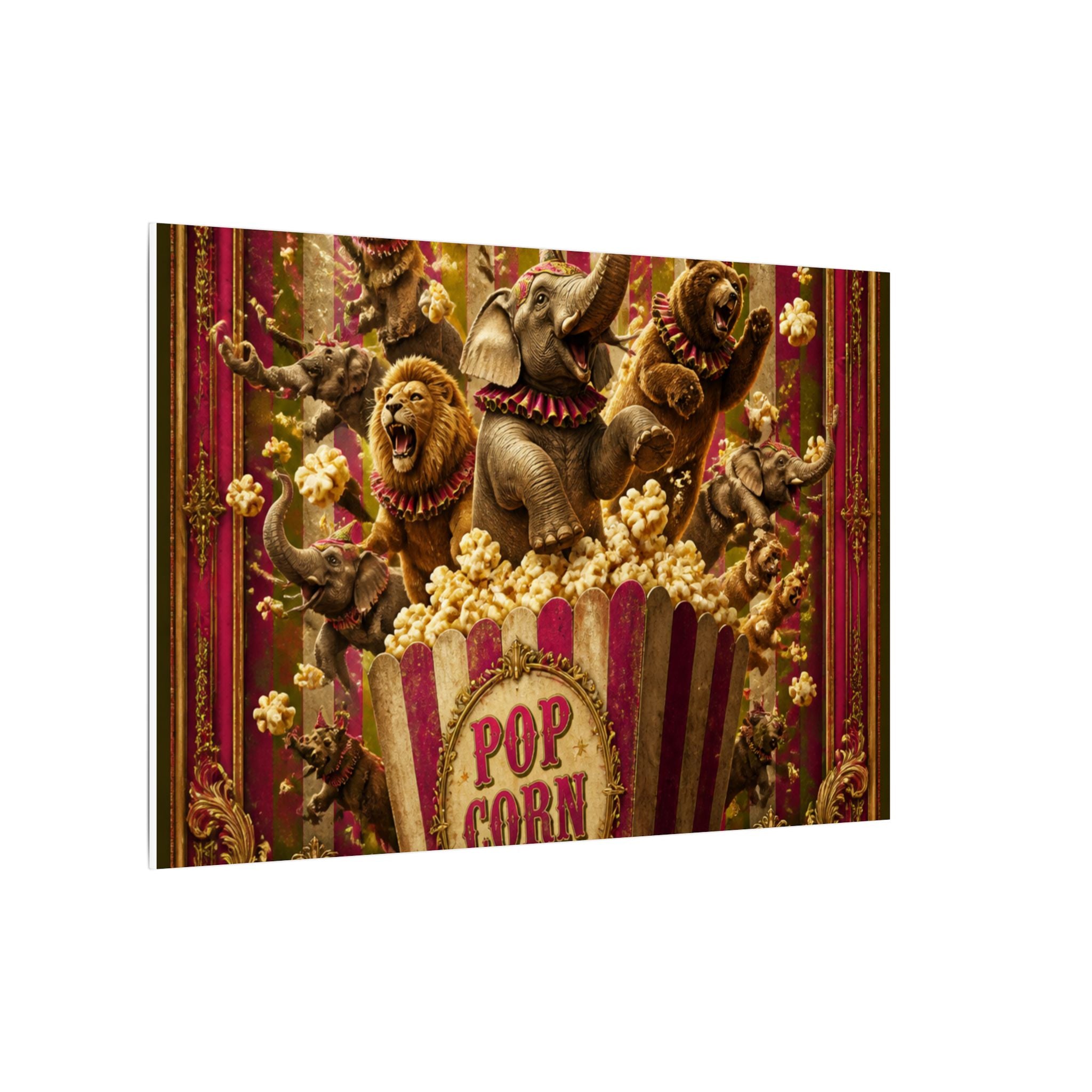 Popcorn Box Animals Wall Art Canvas 16×20 Baroque Home Office Decor Maximalist Print