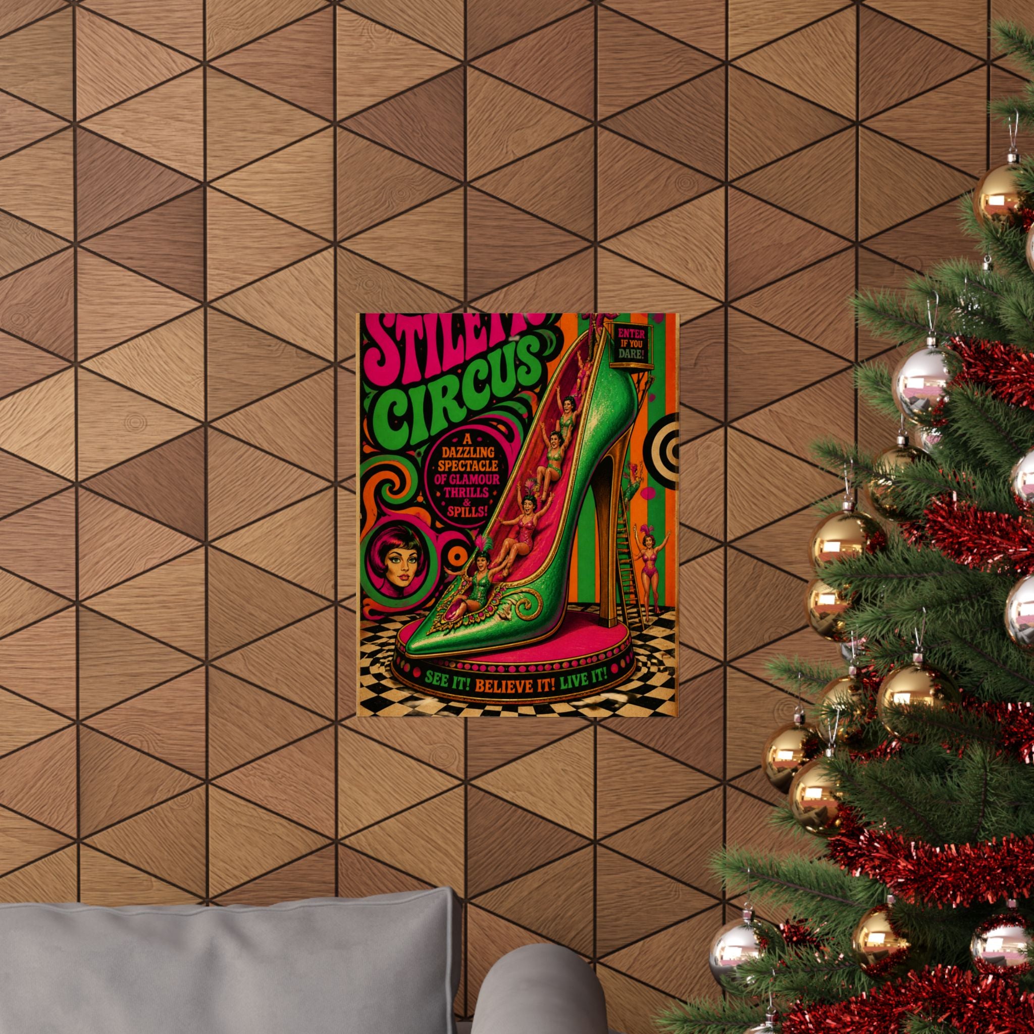 High Heel Slide Wall Art Poster 18×24 Psychedelic Cafe Decor Maximalist Print