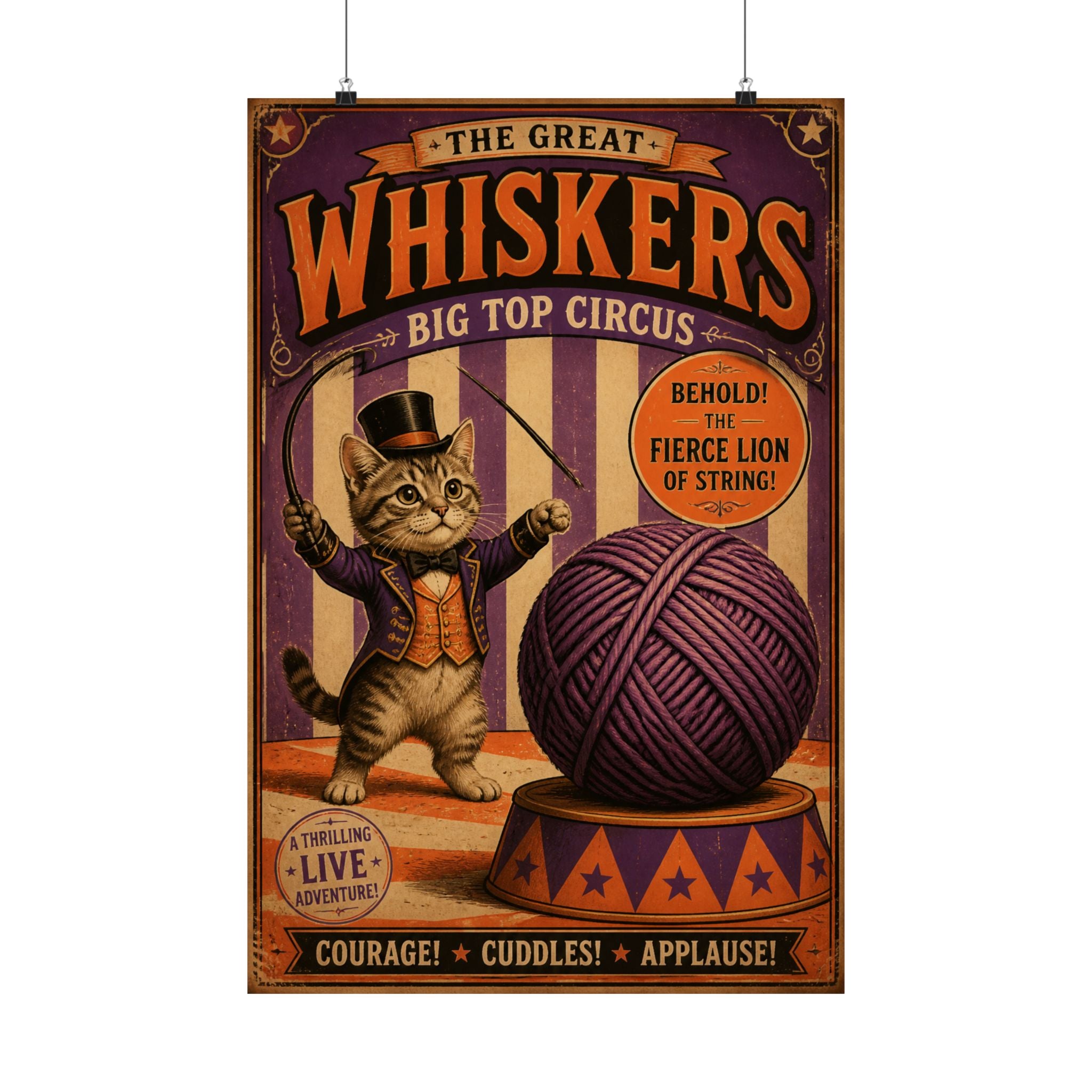 Cat Lion Tamer Wall Art Poster 24×36 Vintage Circus Bedroom Decor Maximalist Print