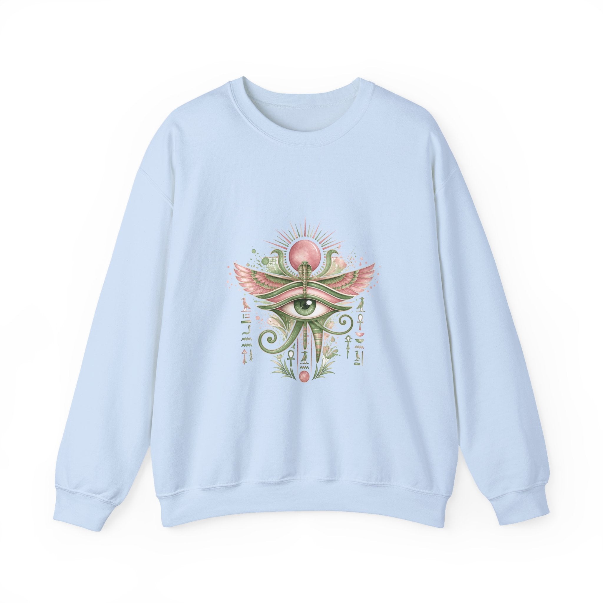 Matching Couple Sweatshirt - Eye of Ra & Horus Matching Couple Comfort Colors Crew Watercolor Art His Hers Birthday Gift - Design A
