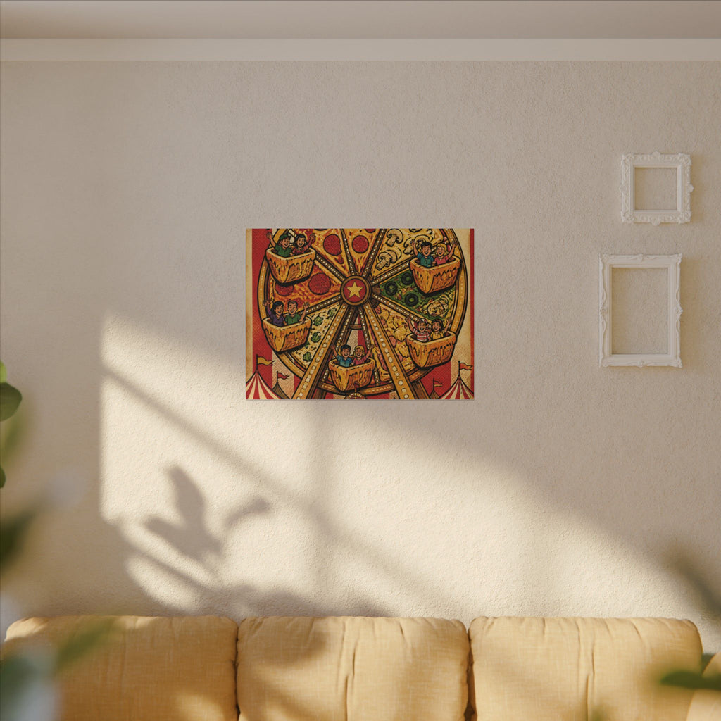 Pizza Ferris Wheel Wall Art Canvas 16×20 Pop Art Living Room Decor Maximalist Print