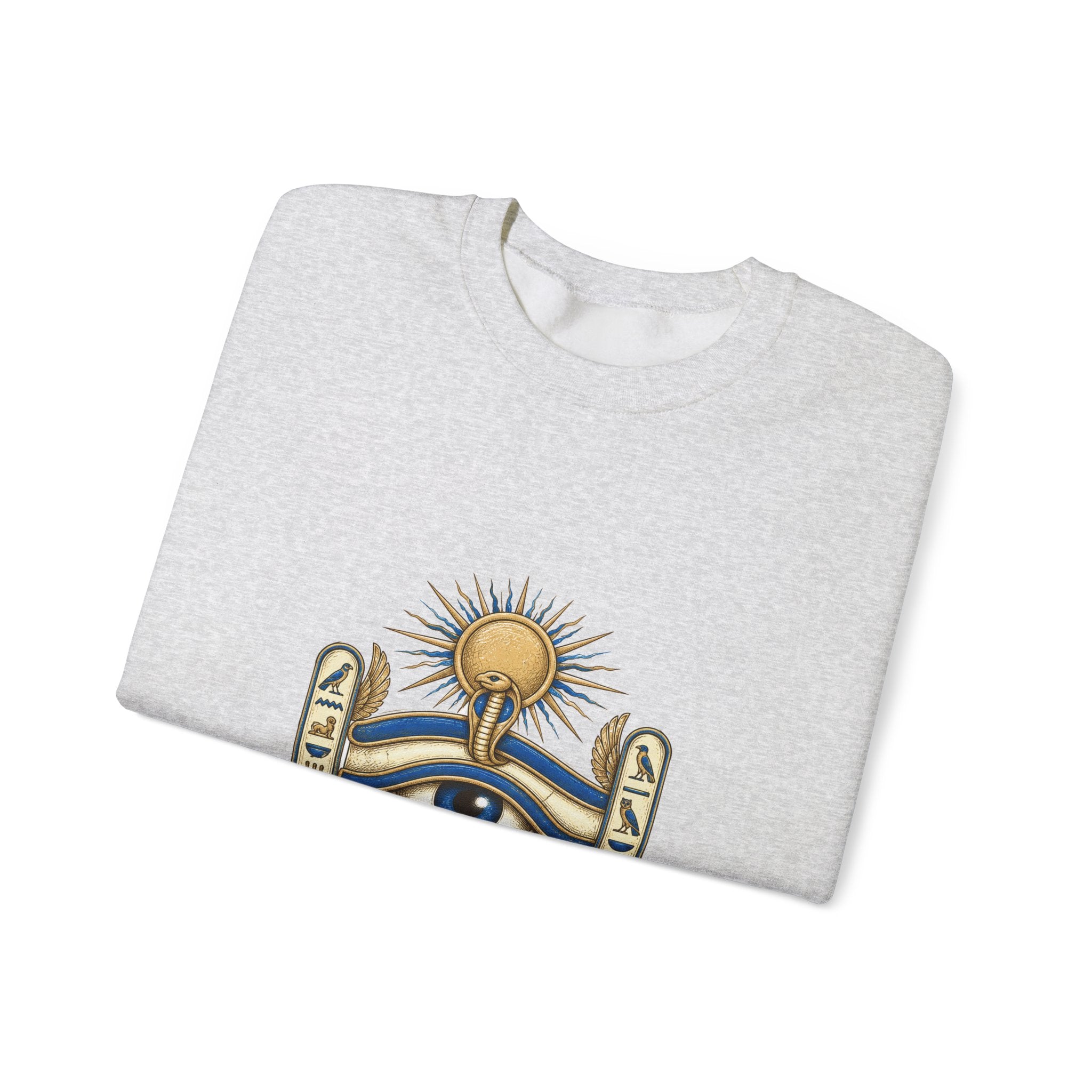 Matching Couple Sweatshirt - Eye of Ra & Horus Matching Couple Comfort Colors Crew Hand-Drawn Art His Hers Anniversary Gift - Design A
