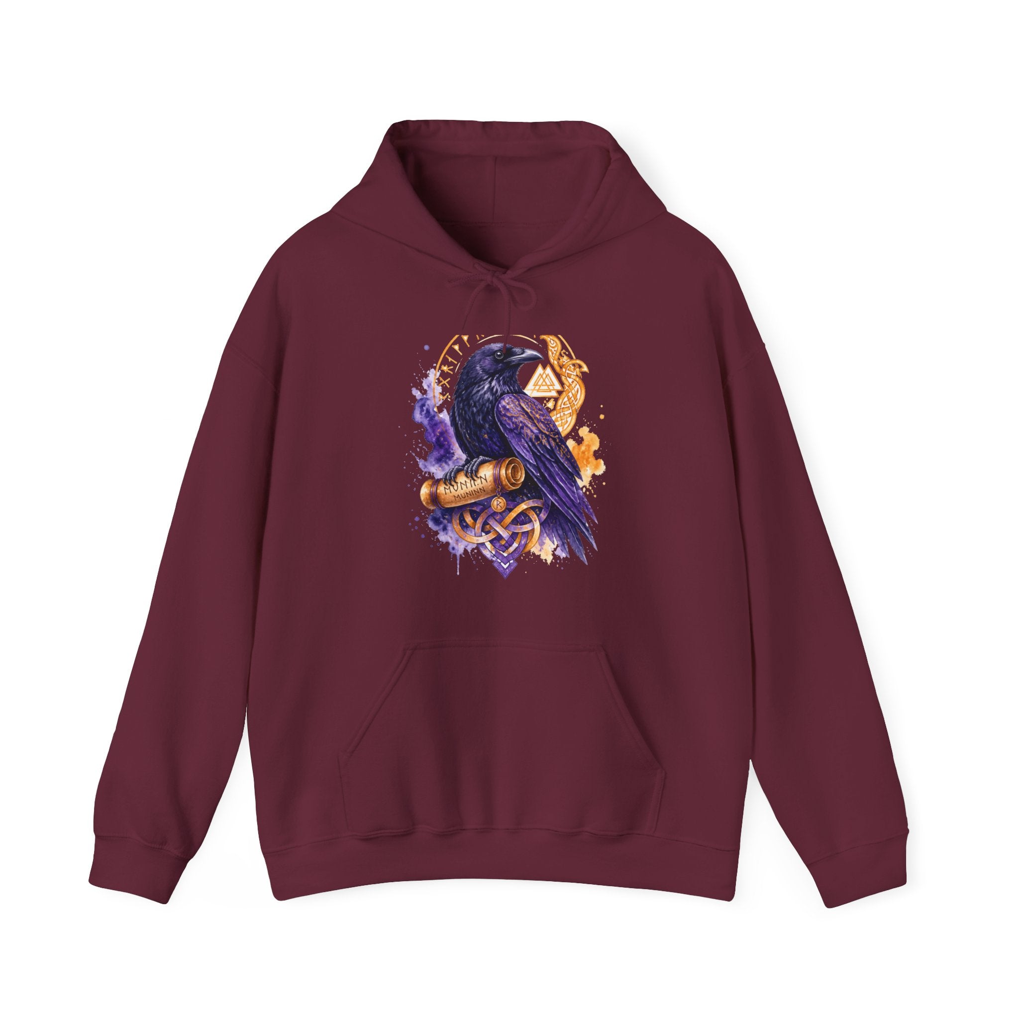 Matching Couple Sweatshirt - Huginn & Muninn Matching Couple Hooded Sweatshirt Watercolor Art His Hers Engagement Gift - Design B