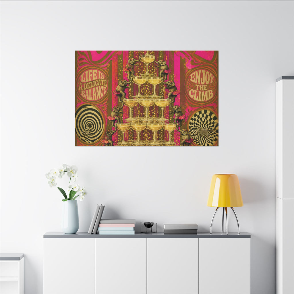 Champagne Tower Elephants Wall Art Canvas 16×20 Psychedelic Cafe Decor Maximalist Print