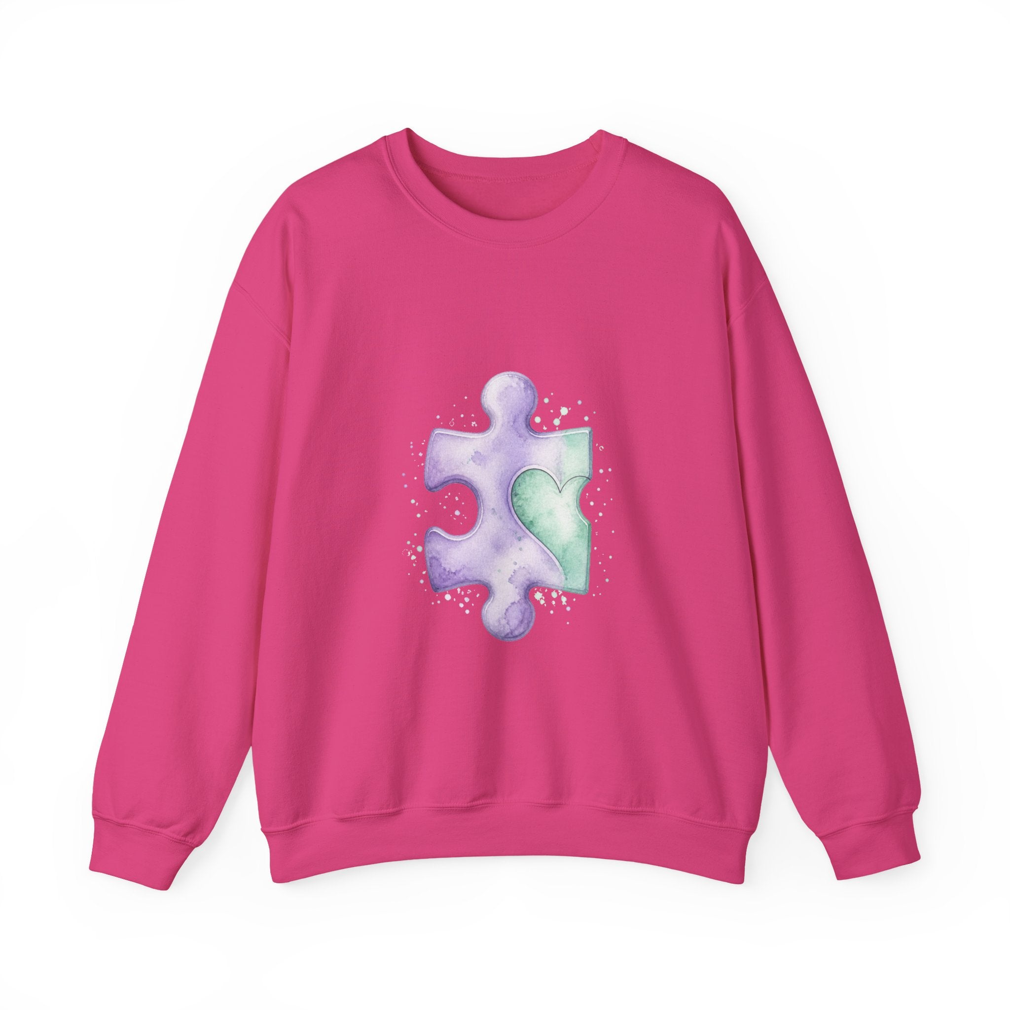 Matching Couple Sweatshirt - Puzzle Pieces Matching Couple Comfort Colors Crew Watercolor Art His Hers Birthday Gift - Design A