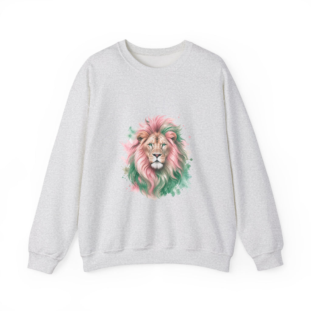 Matching Couple Sweatshirt - Lion & Lamb Matching Couple Premium Fleece Sweatshirt Watercolor Art His Hers Birthday Gift - Design A