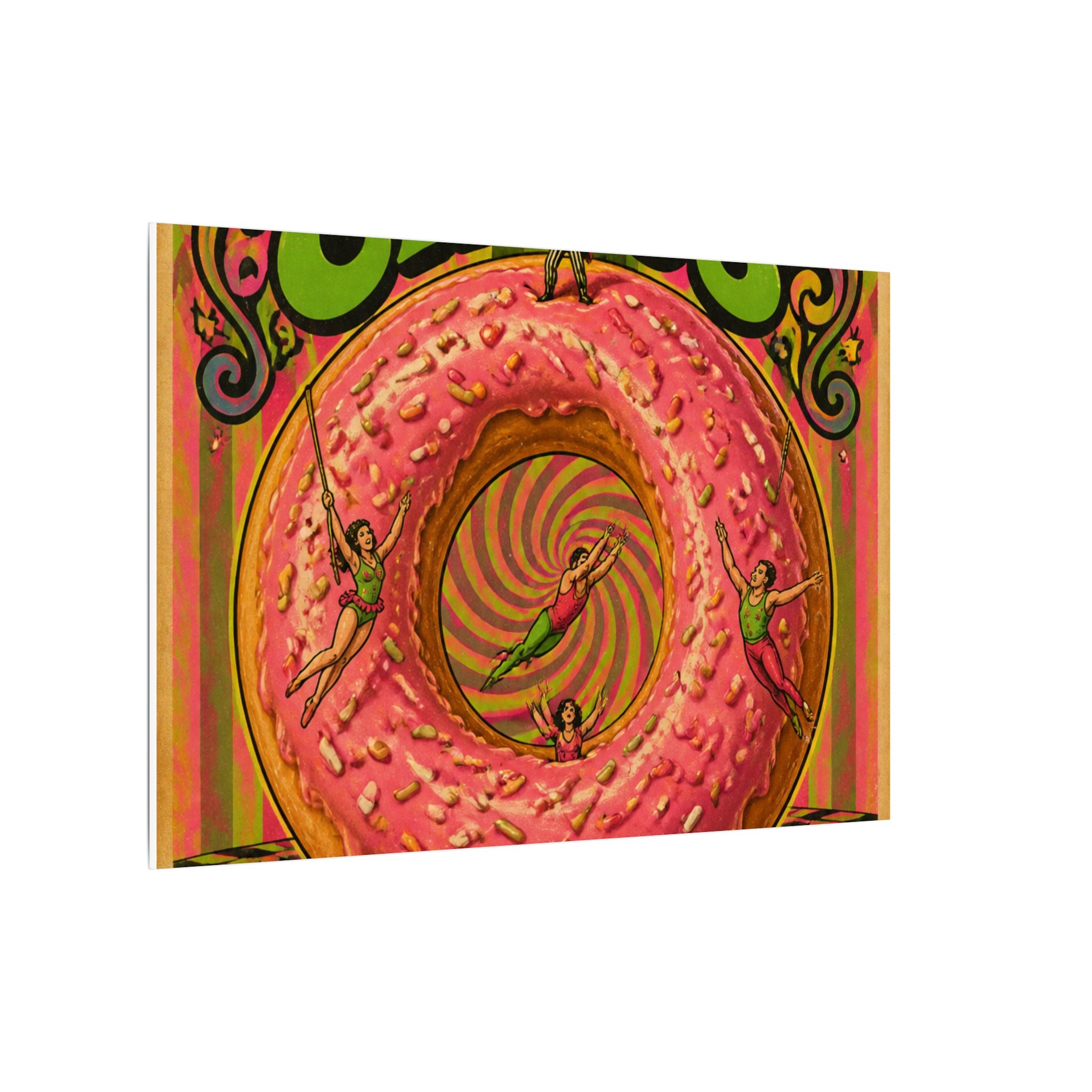 Donut Circus Ring Wall Art Canvas 16×20 Psychedelic Cafe Decor Maximalist Print