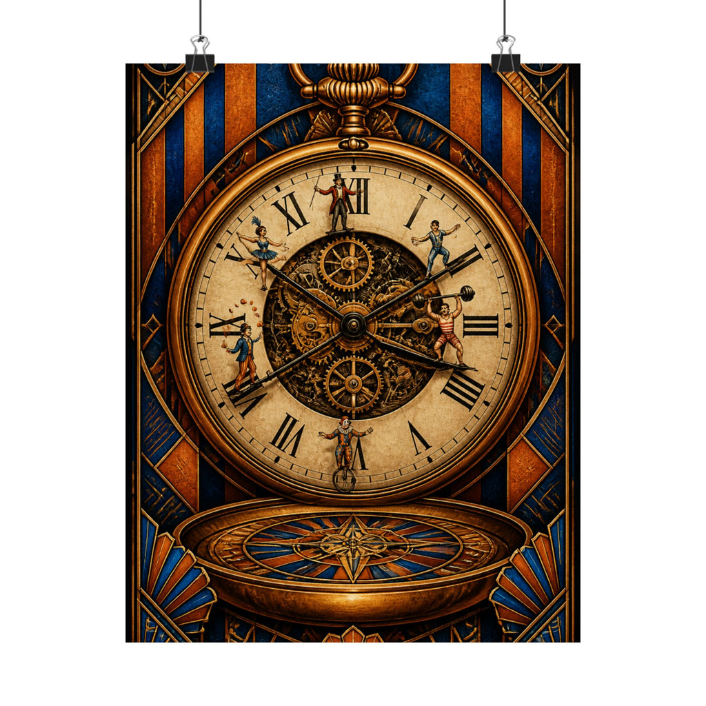 Pocket Watch Performers Wall Art Poster 18×24 Art Deco Entryway Decor Maximalist Print