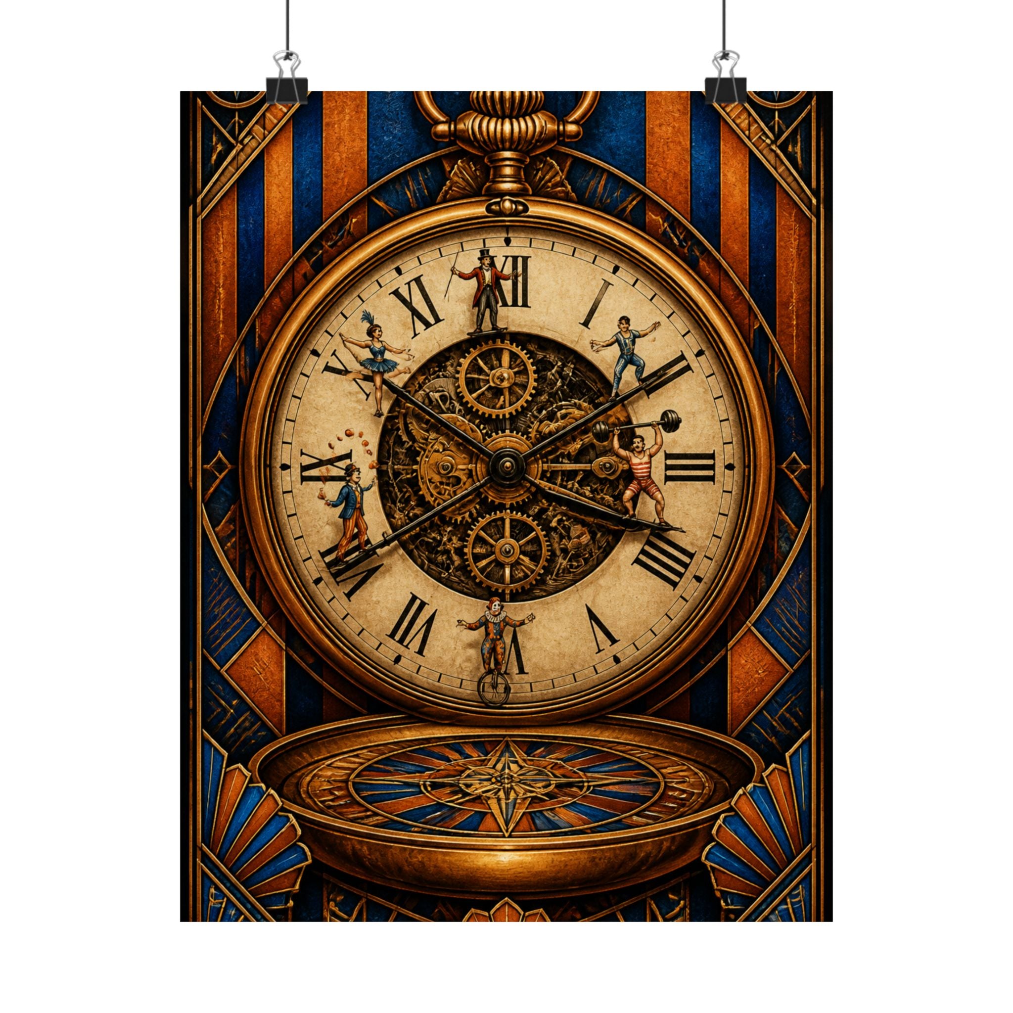 Pocket Watch Performers Wall Art Poster 18×24 Art Deco Entryway Decor Maximalist Print
