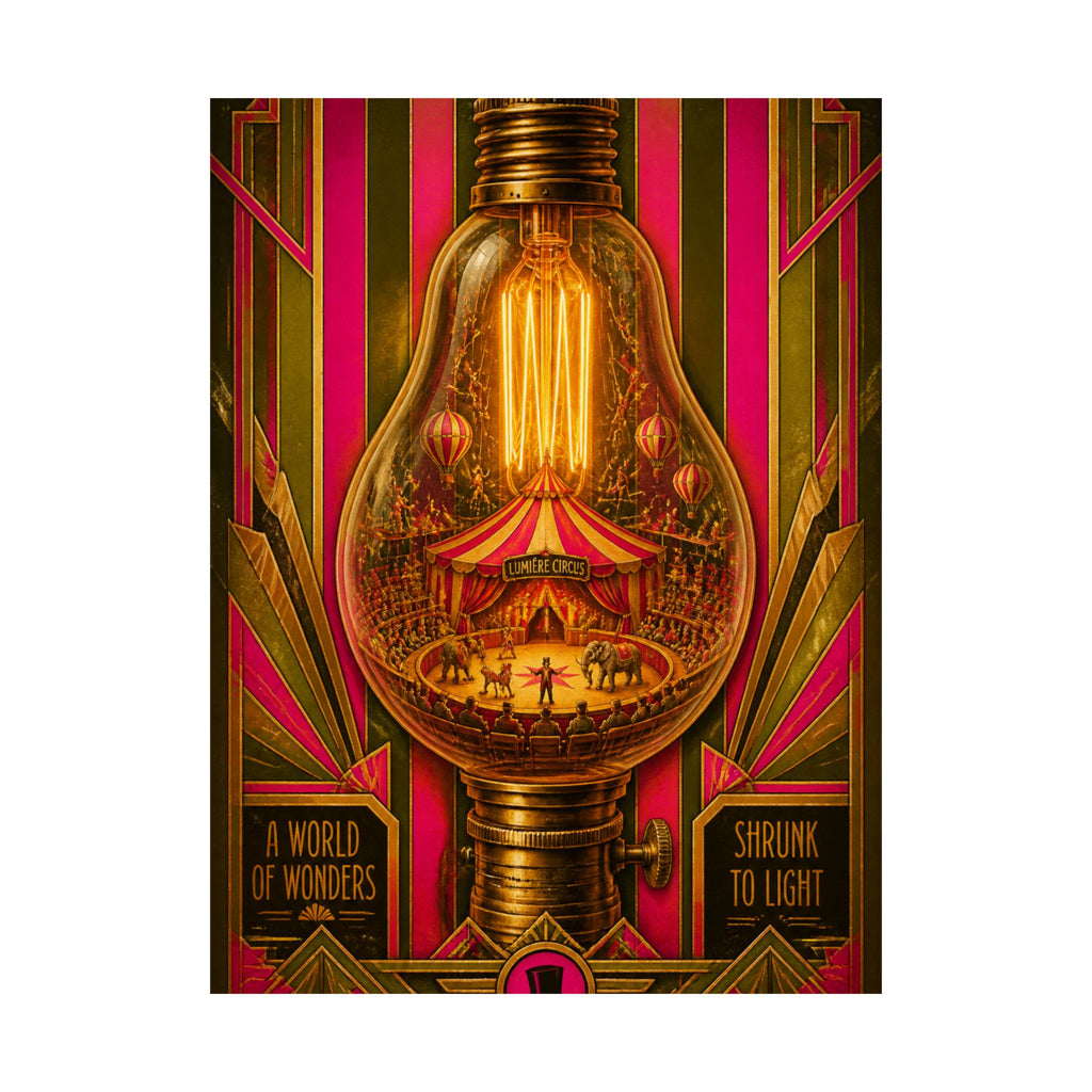 Light Bulb Circus Wall Art Poster 18×24 Art Deco Entryway Decor Maximalist Print