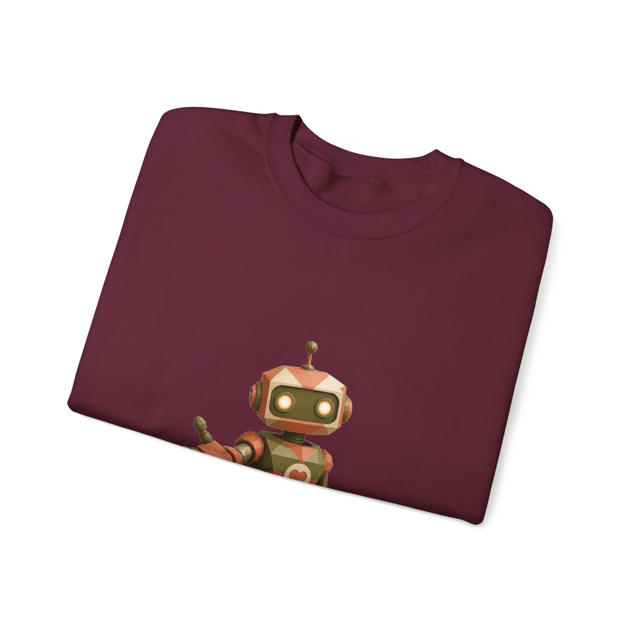 Matching Couple Sweatshirt - Robot & Heart Matching Couple Crewneck Sweatshirt Geometric Art His Hers Couple Gift - Design A