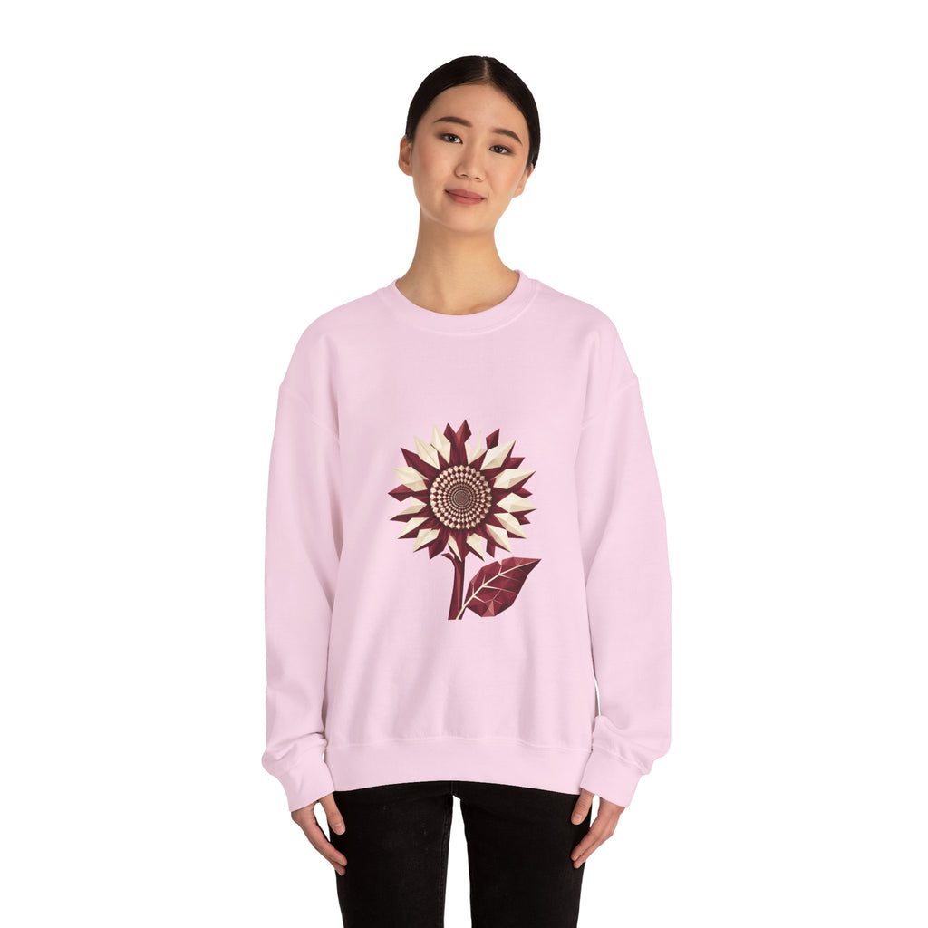 Matching Couple Sweatshirt - Sunflower & Moonflower Matching Couple Premium Fleece Sweatshirt Geometric Art His Hers Love Gift - Design A