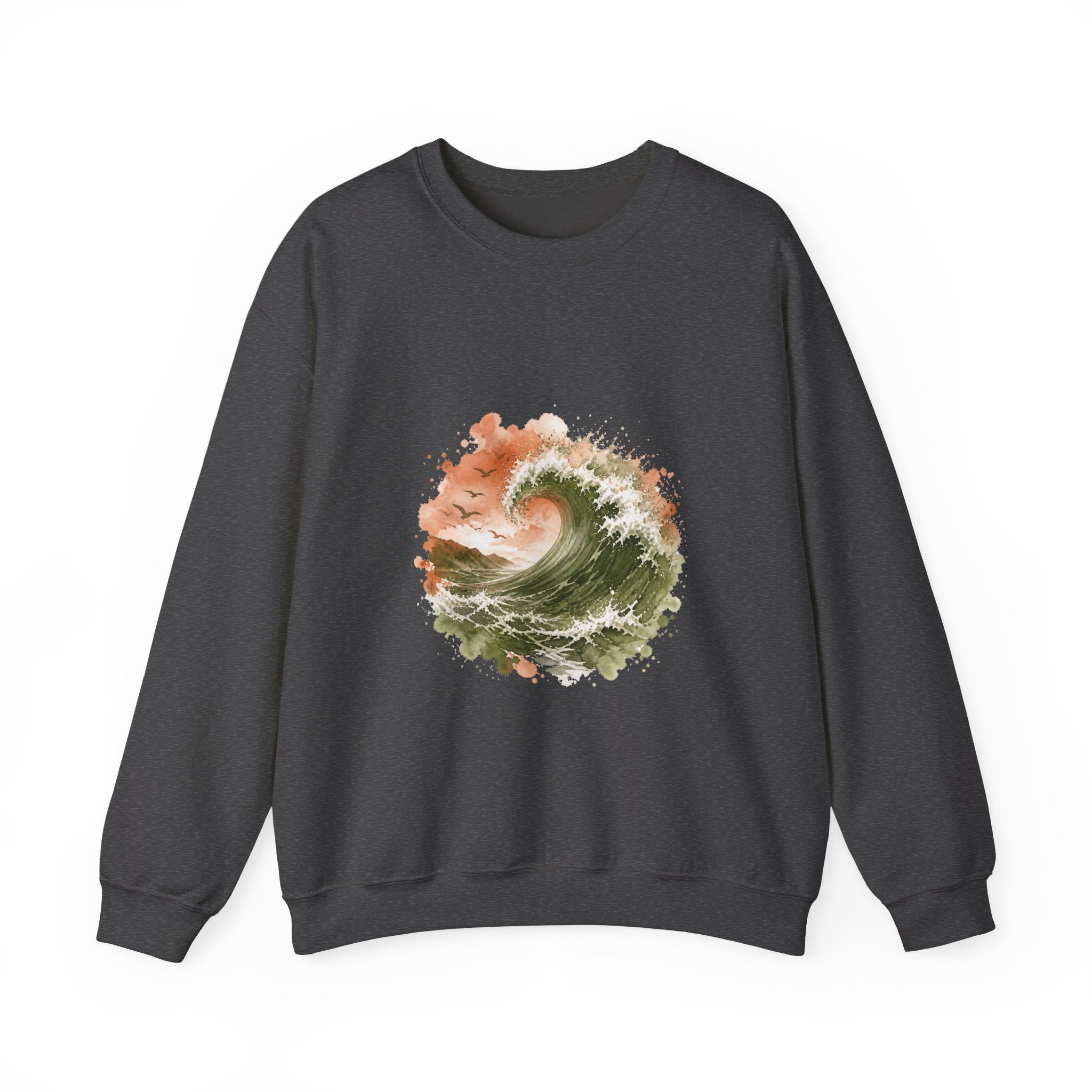 Matching Couple Sweatshirt - Mountain & Ocean Matching Couple Premium Fleece Sweatshirt Watercolor Art His Hers Birthday Gift - Design B