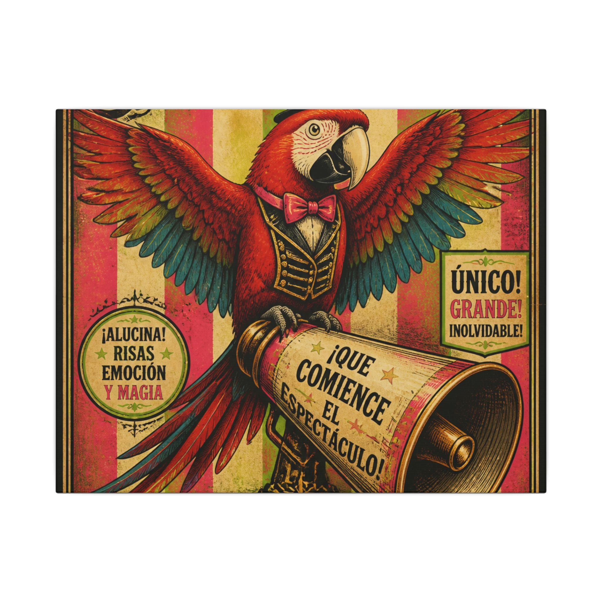 Parrot Ringmaster Wall Art Canvas 16×20 Vintage Circus Kitchen Decor Maximalist Print