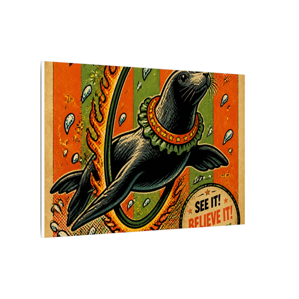 Seal Fire Hoop Wall Art Canvas 24×36 Pop Art Restaurant Decor Maximalist Print