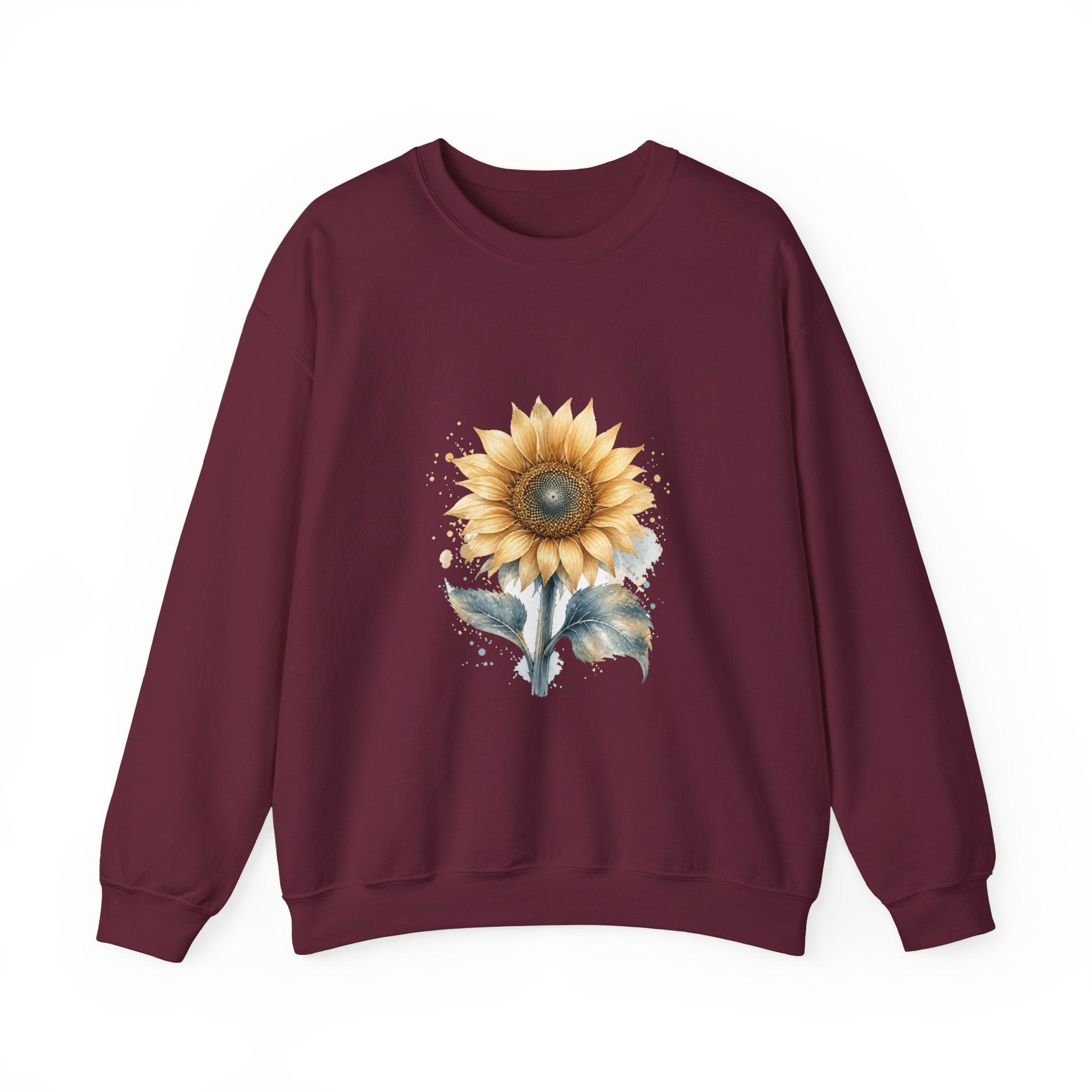 Matching Couple Sweatshirt - Sunflower & Moonflower Matching Couple Comfort Colors Crew Watercolor Art His Hers Birthday Gift - Design A