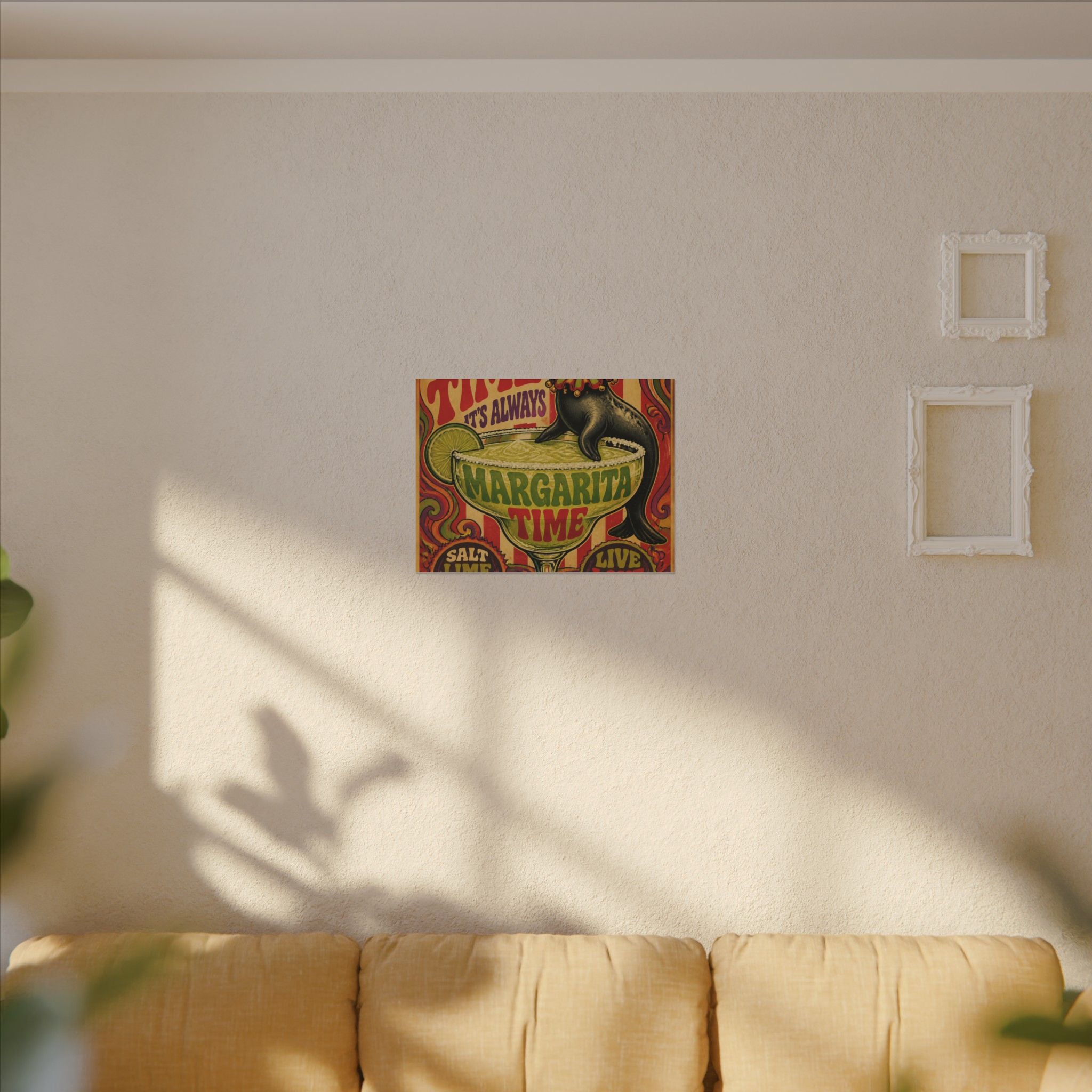 Margarita Balancing Seal Wall Art Canvas 24×36 Psychedelic Dining Room Decor Maximalist Print