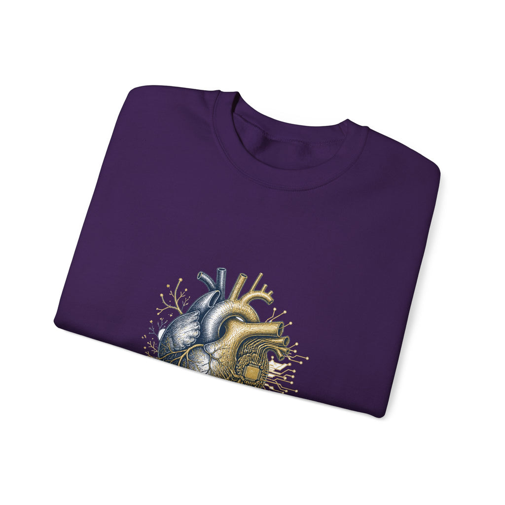 Matching Couple Sweatshirt - Robot & Heart Matching Couple Comfort Colors Crew Hand-Drawn Art His Hers Anniversary Gift - Design B