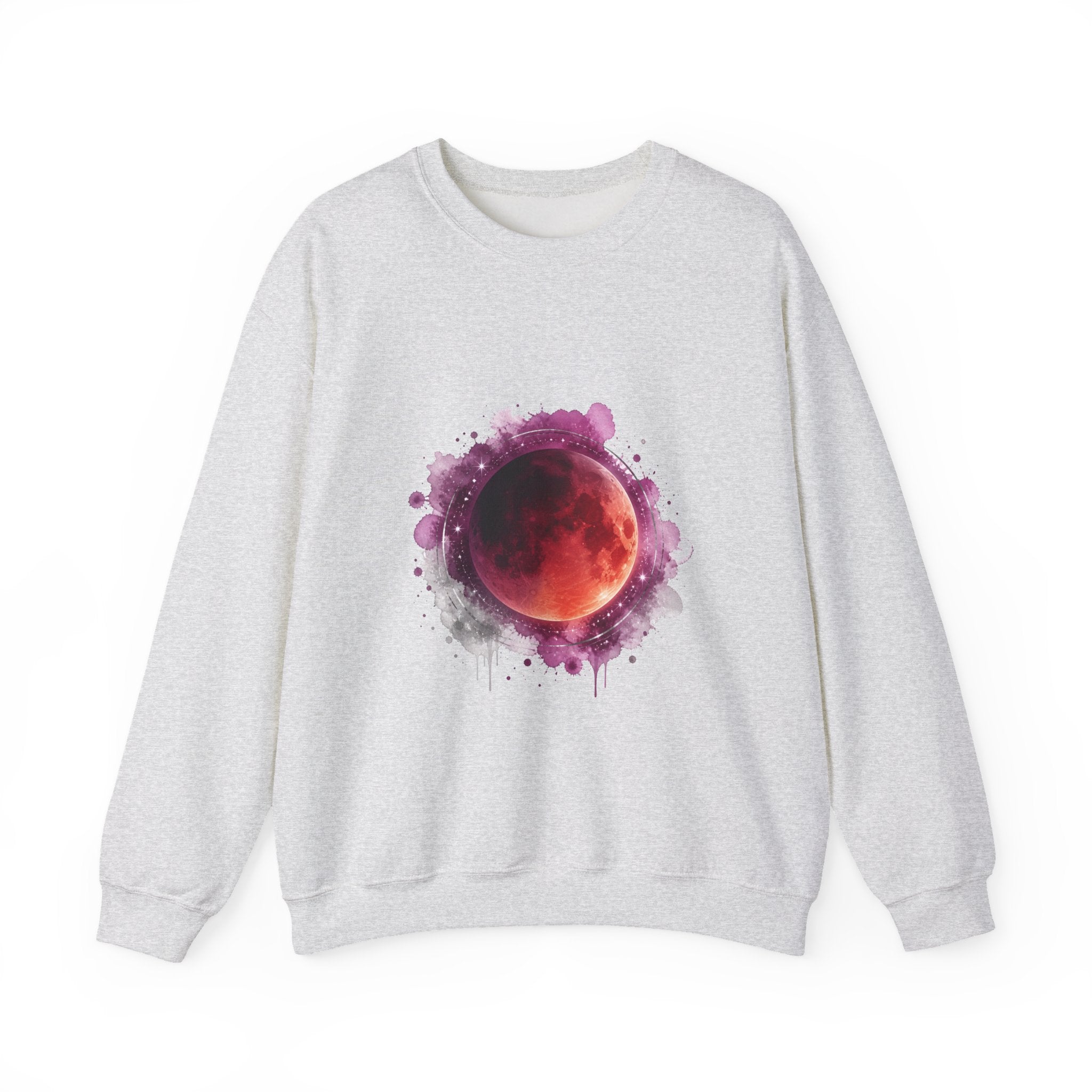 Matching Couple Sweatshirt - Solar & Lunar Eclipse Matching Couple Premium Fleece Sweatshirt Watercolor Art His Hers Birthday Gift - Design B