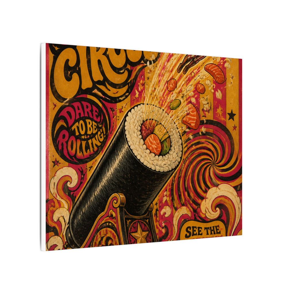 Sushi Roll Cannon Wall Art Canvas 24×36 Psychedelic Dining Room Decor Maximalist Print