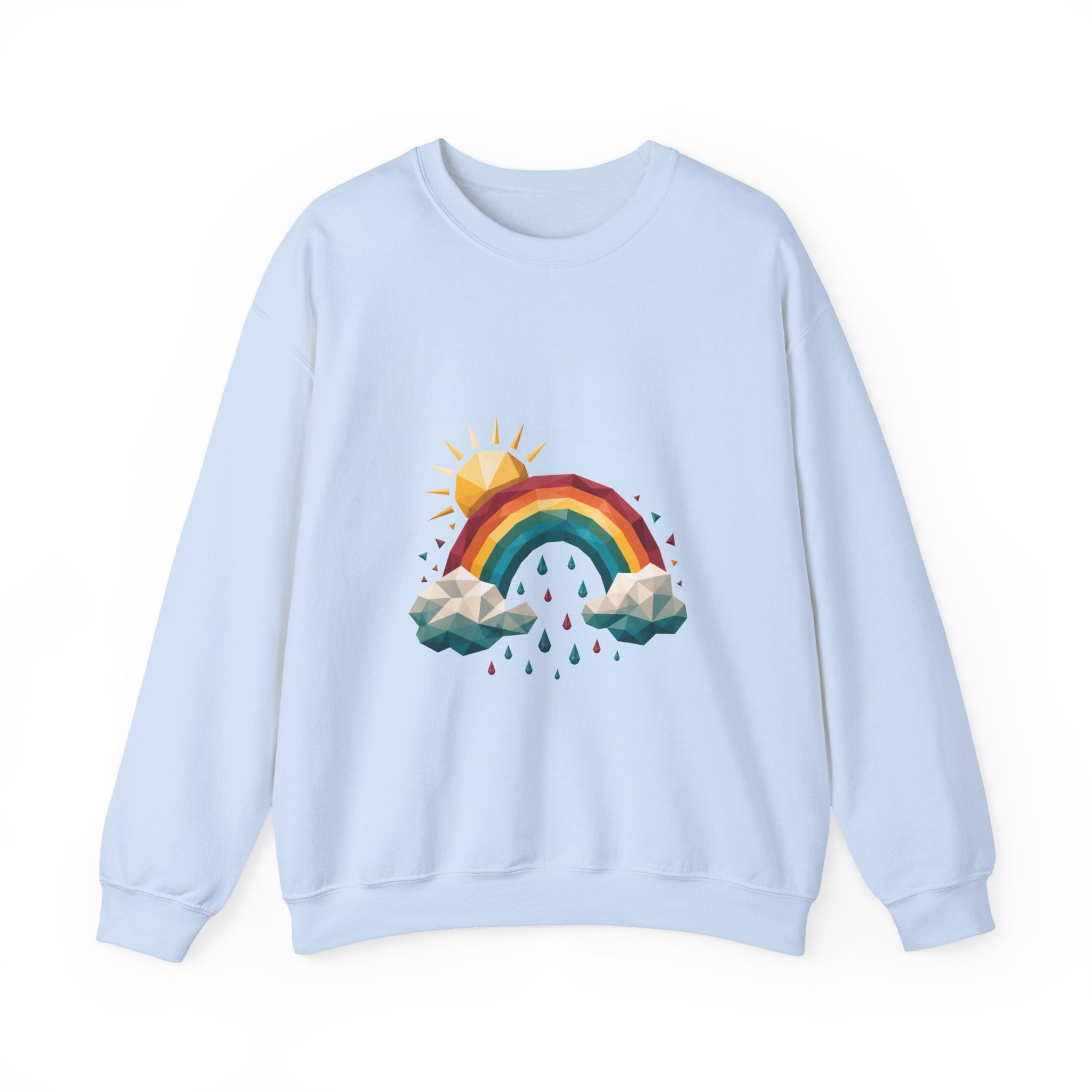 Matching Couple Sweatshirt - Storm & Rainbow Matching Couple Crewneck Sweatshirt Geometric Art His Hers Couple Gift - Design B