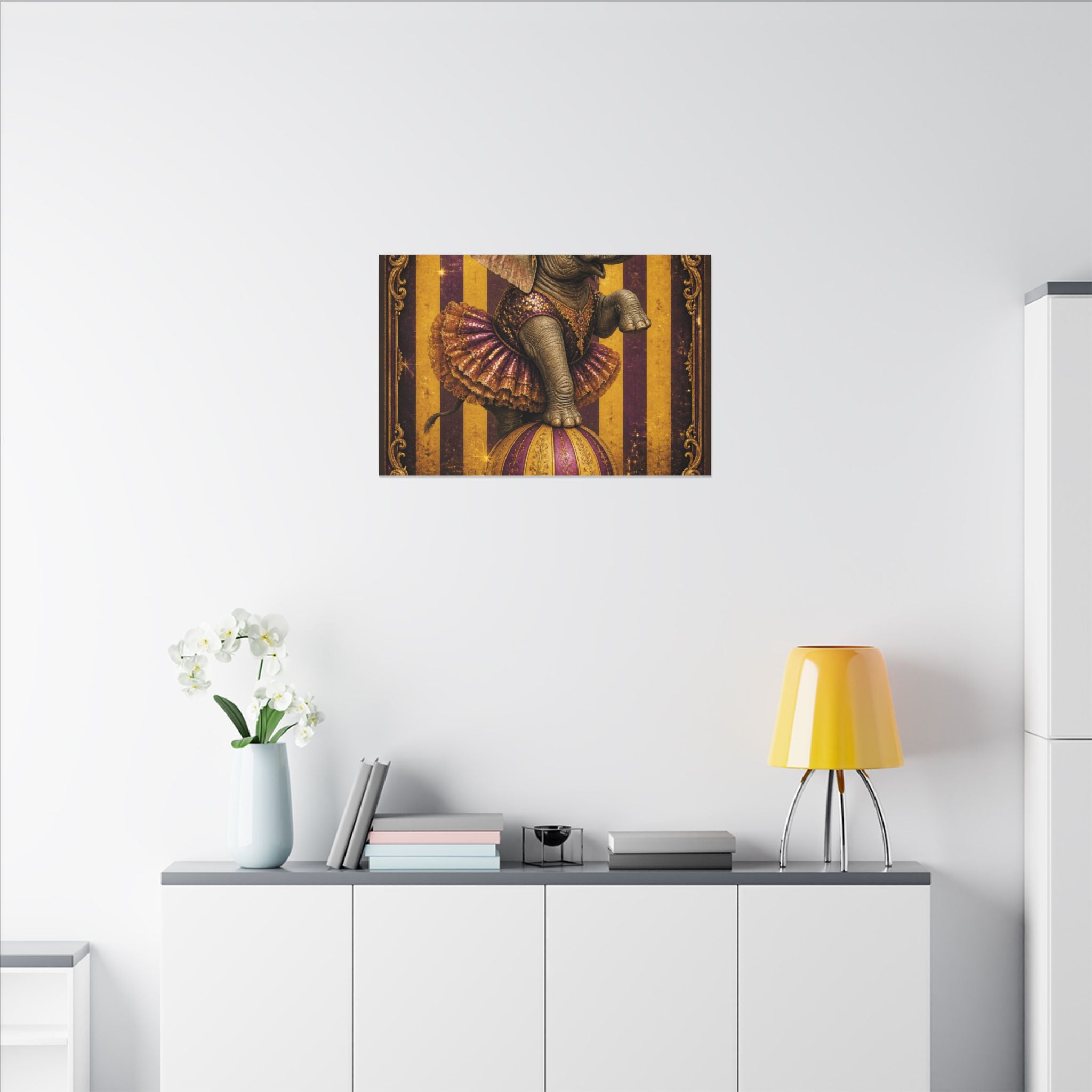 Elephant on Ball Wall Art Canvas 16×20 Baroque Home Office Decor Maximalist Print