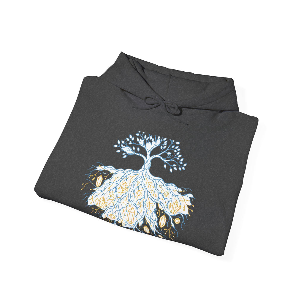 Matching Couple Sweatshirt - Ancient Oak & Deep Roots Matching Couple Hooded Sweatshirt Minimalist Art His Hers Valentine Gift - Design B