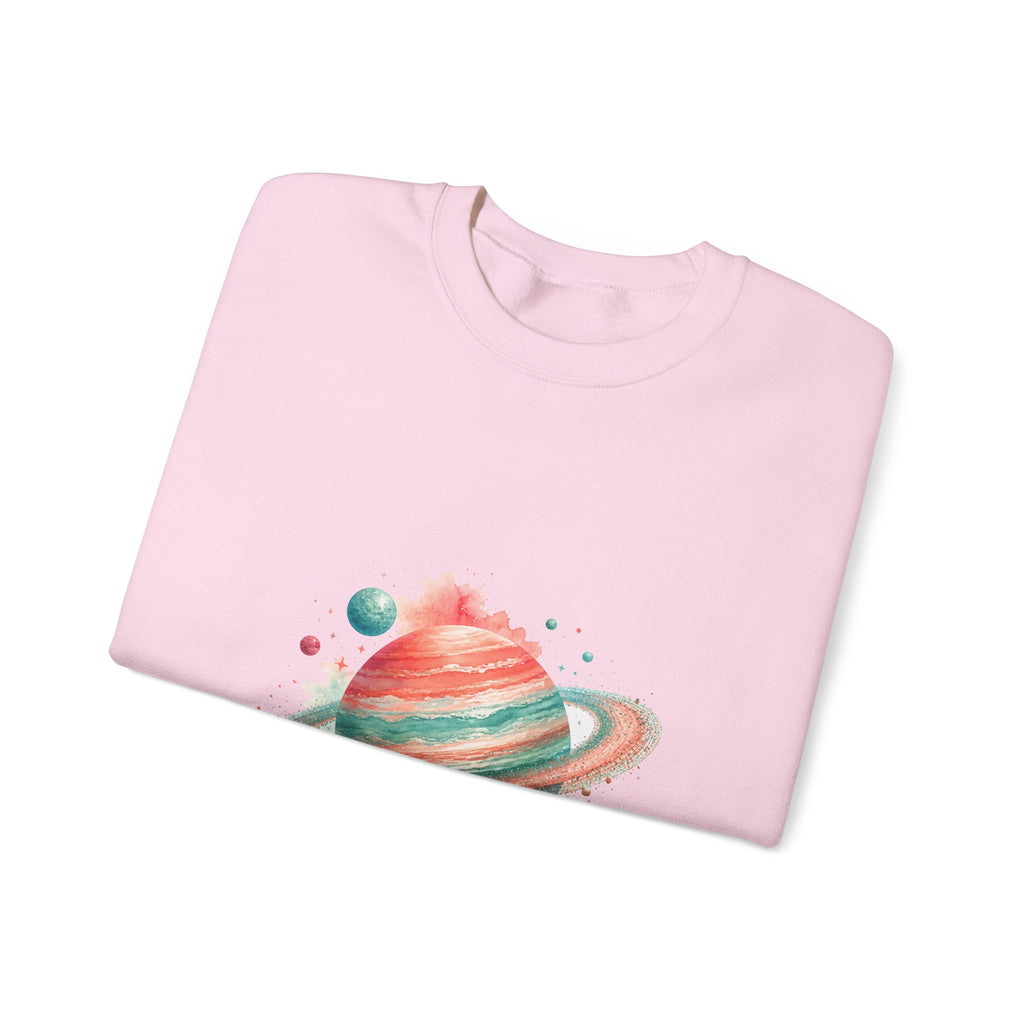 Matching Couple Sweatshirt - Astronaut & Planet Matching Couple Premium Fleece Sweatshirt Watercolor Art His Hers Birthday Gift - Design B