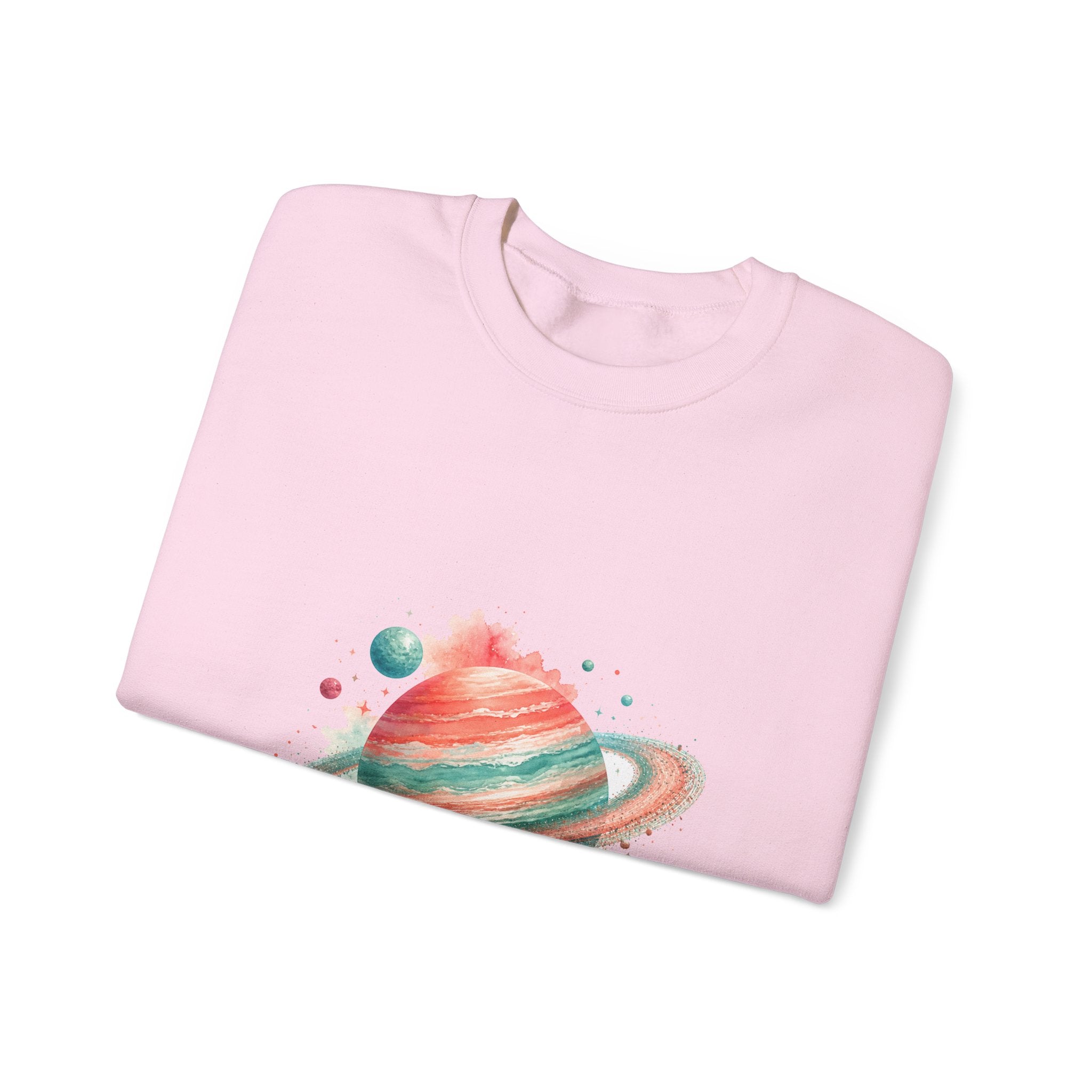 Matching Couple Sweatshirt - Astronaut & Planet Matching Couple Premium Fleece Sweatshirt Watercolor Art His Hers Birthday Gift - Design B