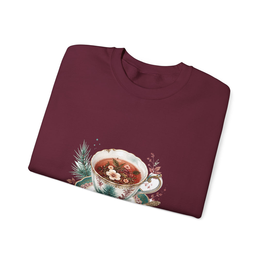 Matching Couple Sweatshirt - Coffee & Tea Matching Couple Comfort Colors Crew Watercolor Art His Hers Birthday Gift - Design B