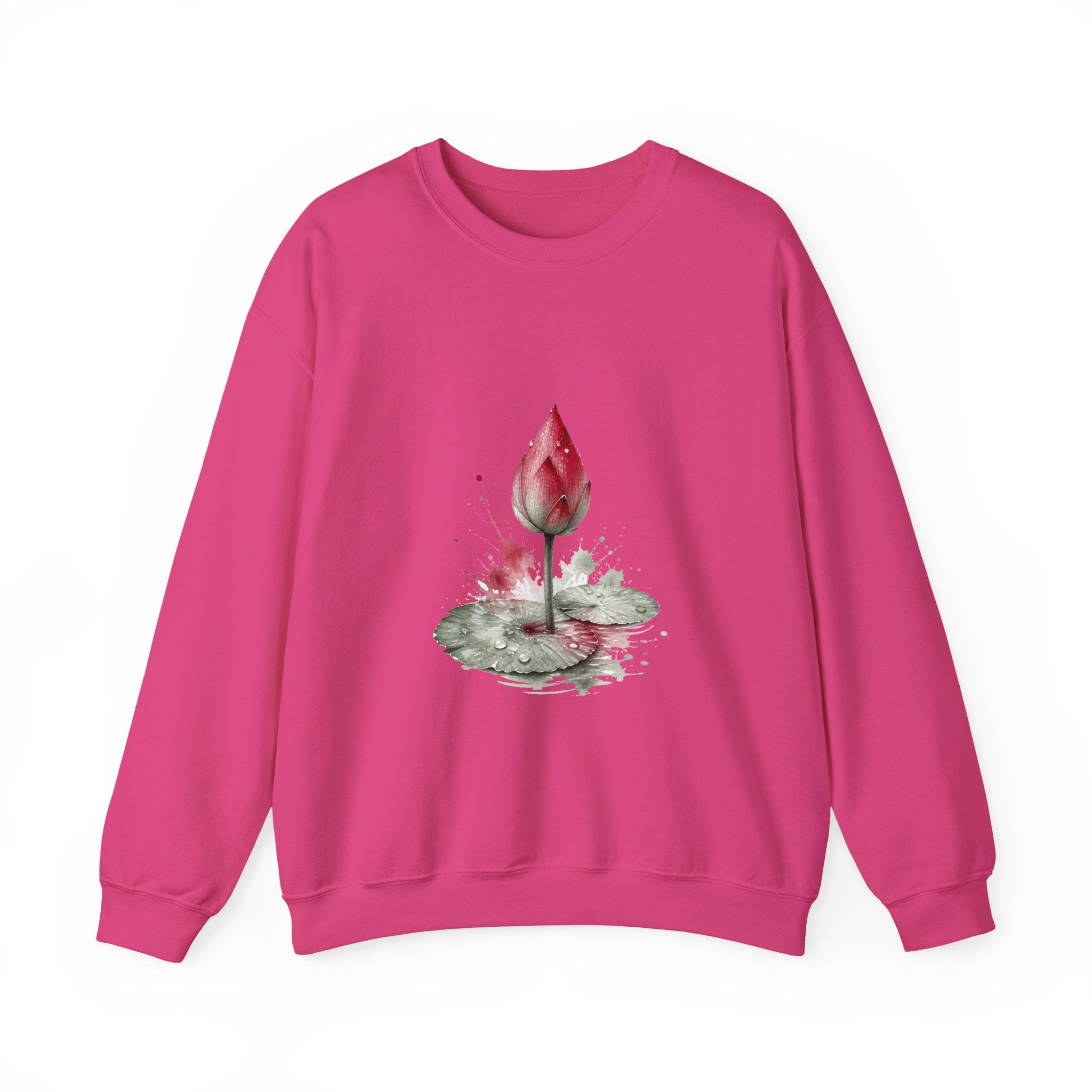 Matching Couple Sweatshirt - Open & Closed Lotus Matching Couple Crewneck Sweatshirt Watercolor Art His Hers Engagement Gift - Design B