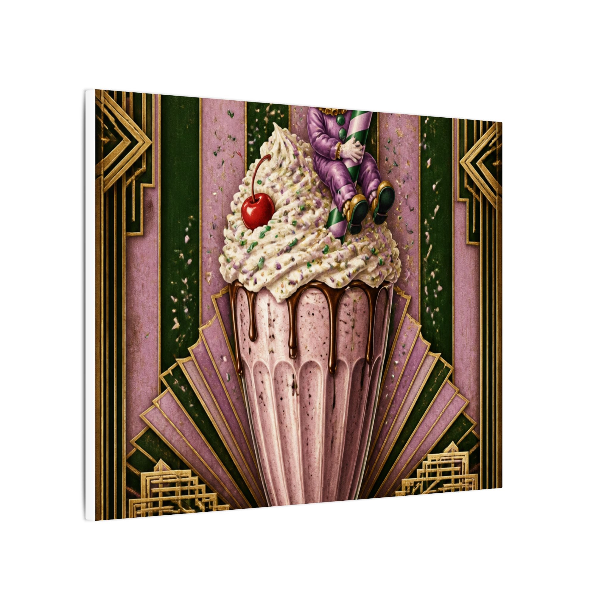 Milkshake Slide Clown Wall Art Canvas 16×20 Art Deco Entryway Decor Maximalist Print
