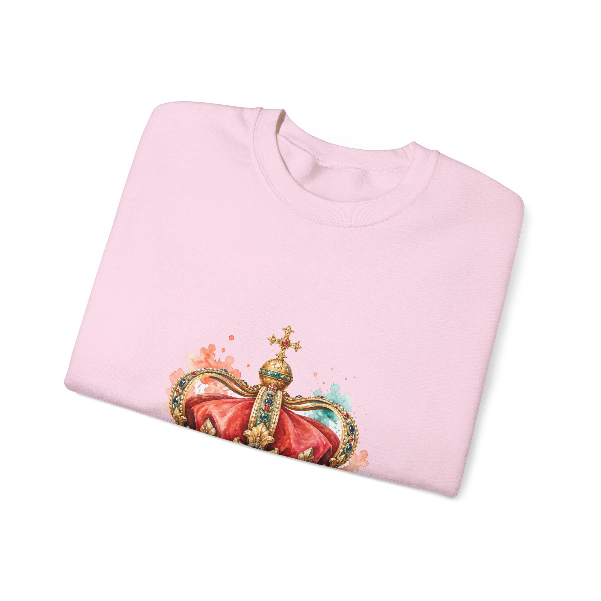 Matching Couple Sweatshirt - Crown & Shield Matching Couple Comfort Colors Crew Watercolor Art His Hers Birthday Gift - Design A