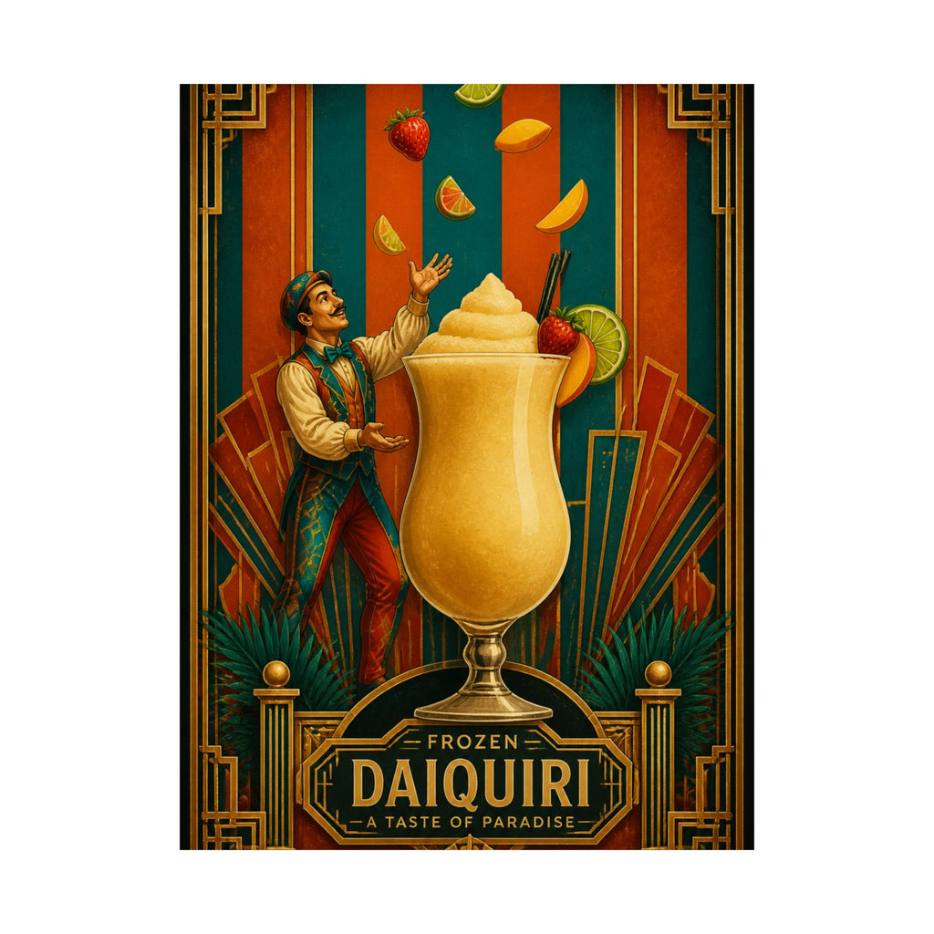 Daiquiri Fruit Juggler Wall Art Poster 24×36 Art Deco Bar Area Decor Maximalist Print