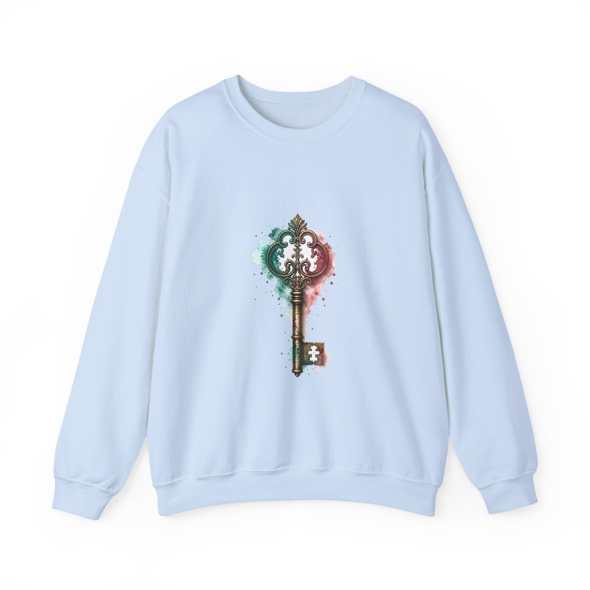Matching Couple Sweatshirt - Key & Lock Matching Couple Premium Fleece Sweatshirt Watercolor Art His Hers Birthday Gift - Design A