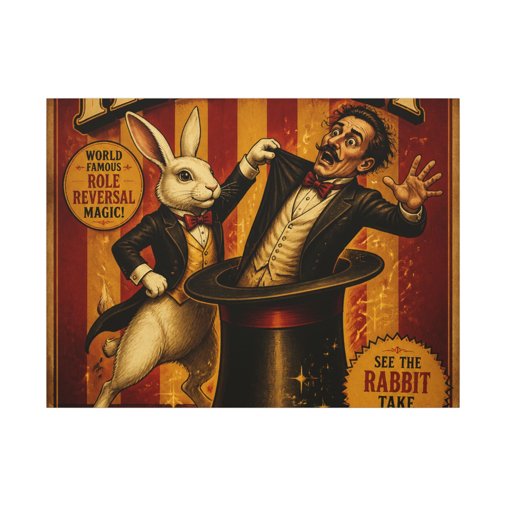 Magic Hat Rabbit Wall Art Canvas 24×36 Vintage Circus Bedroom Decor Maximalist Print