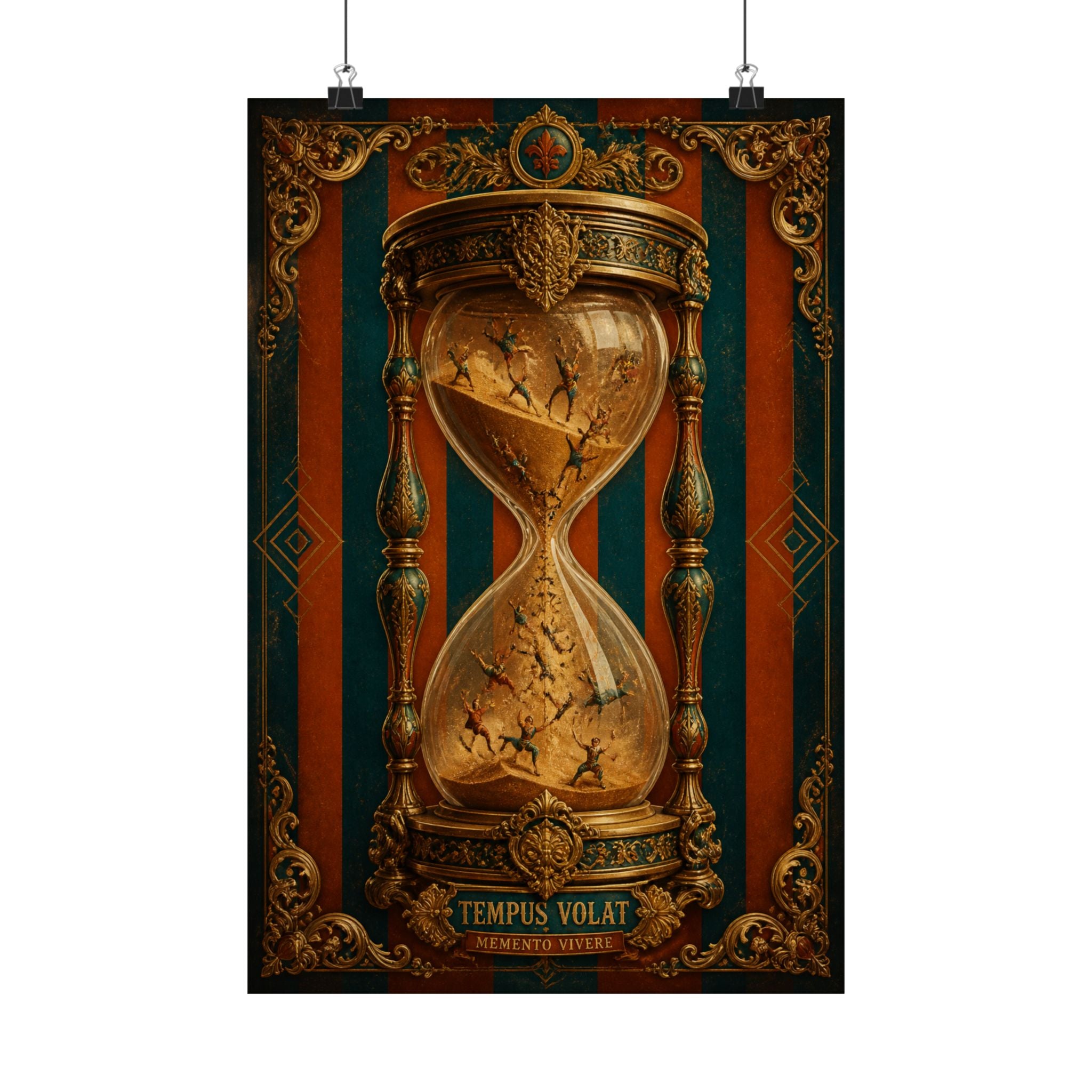 Hourglass Acrobats Wall Art Poster 18×24 Baroque Home Office Decor Maximalist Print