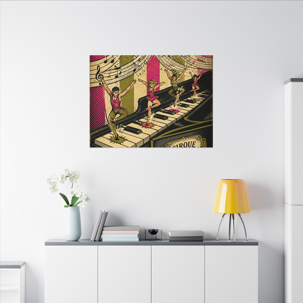 Grand Piano Acrobats Wall Art Canvas 16×20 Pop Art Living Room Decor Maximalist Print