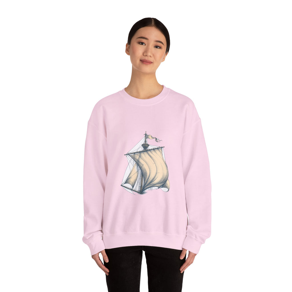 Matching Couple Sweatshirt - Anchor & Sail Matching Couple Comfort Colors Crew Hand-Drawn Art His Hers Anniversary Gift - Design B