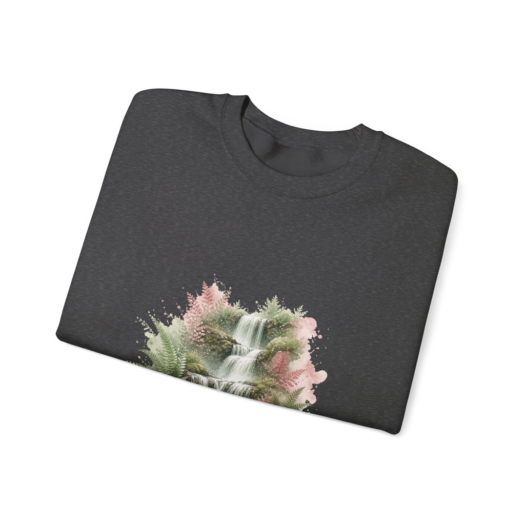 Matching Couple Sweatshirt - Wildfire & Waterfall Matching Couple Premium Fleece Sweatshirt Watercolor Art His Hers Birthday Gift - Design B