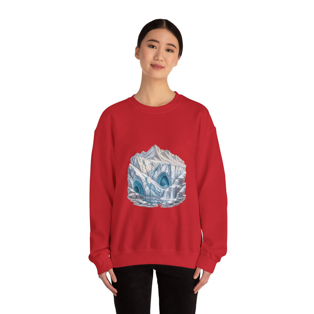Matching Couple Sweatshirt - Volcano & Glacier Matching Couple Comfort Colors Crew Hand-Drawn Art His Hers Anniversary Gift - Design B